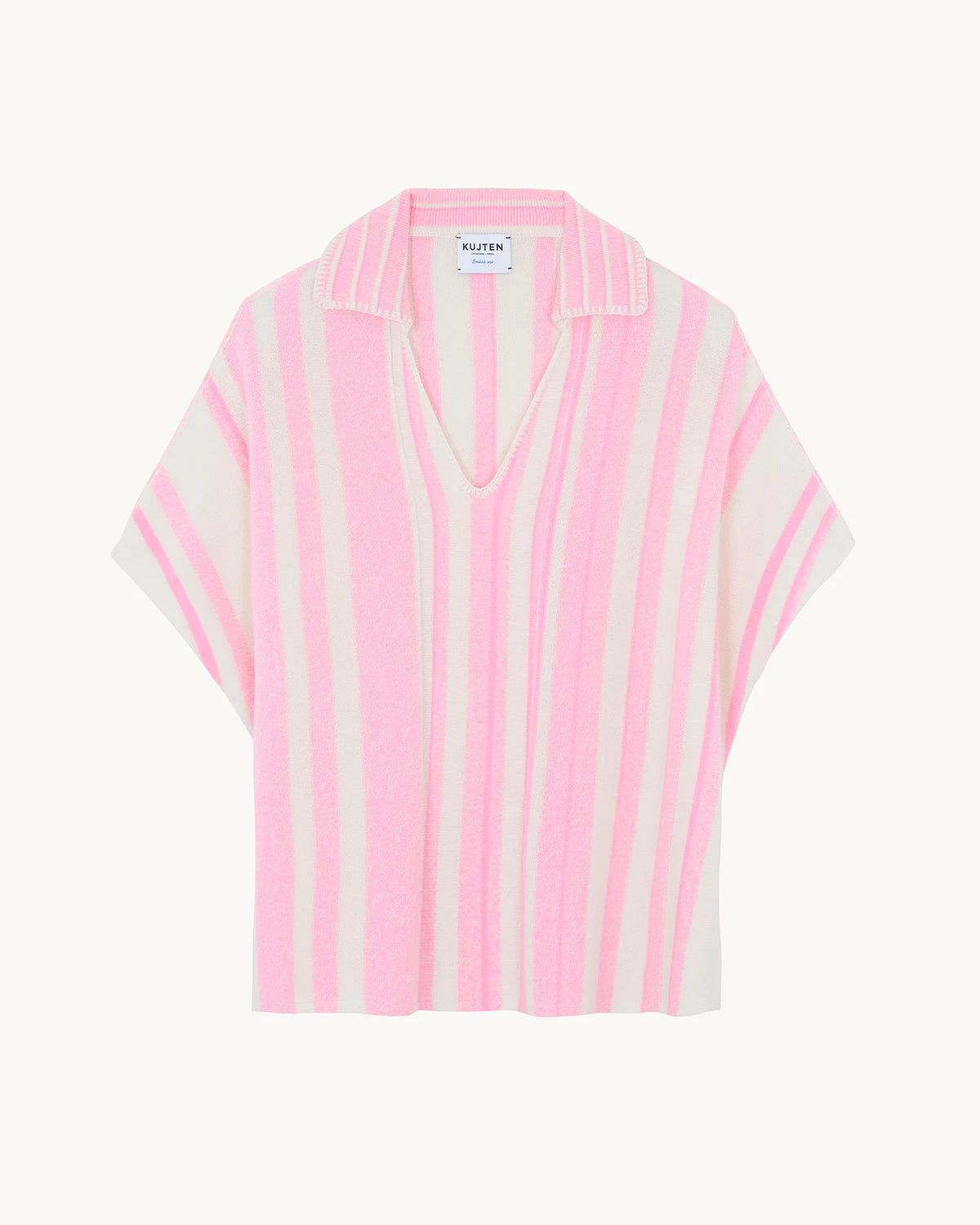 Kujten  -  Poncho Busara Striped Cashmere Poncho, 2-threads   -  Bubblegum Pink
