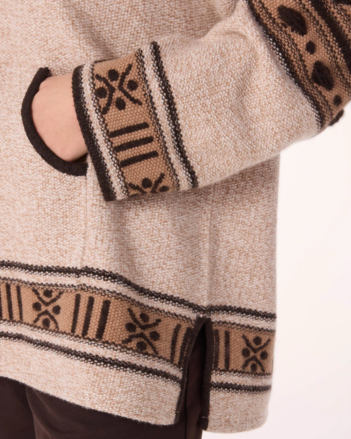 Kujten  -  Poncho Ubudo Two-Tone Cashmere Poncho, 3-threads  -  Brown
