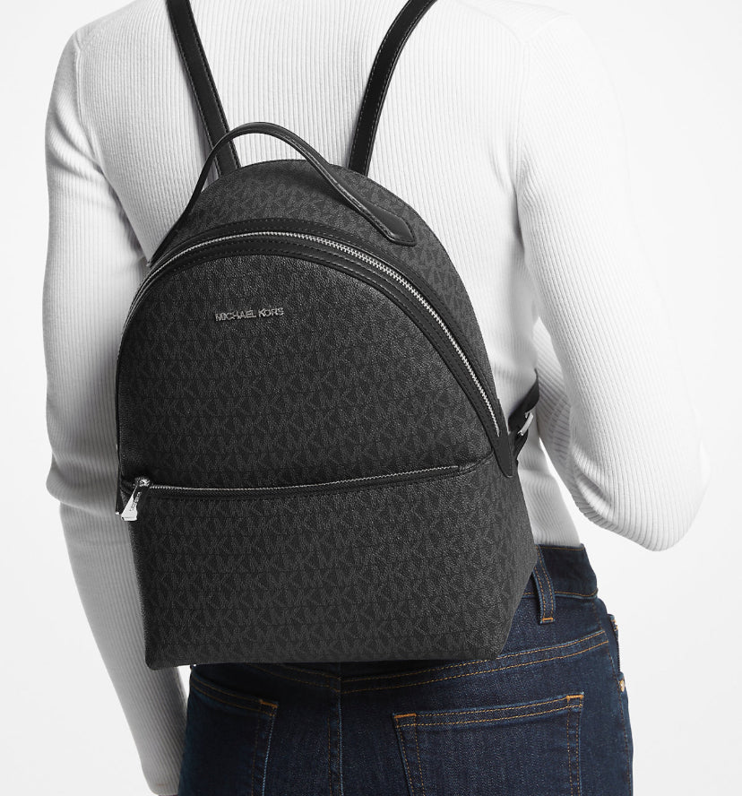 Michael Kors Sheila Medium Signature Logo Backpack-Black