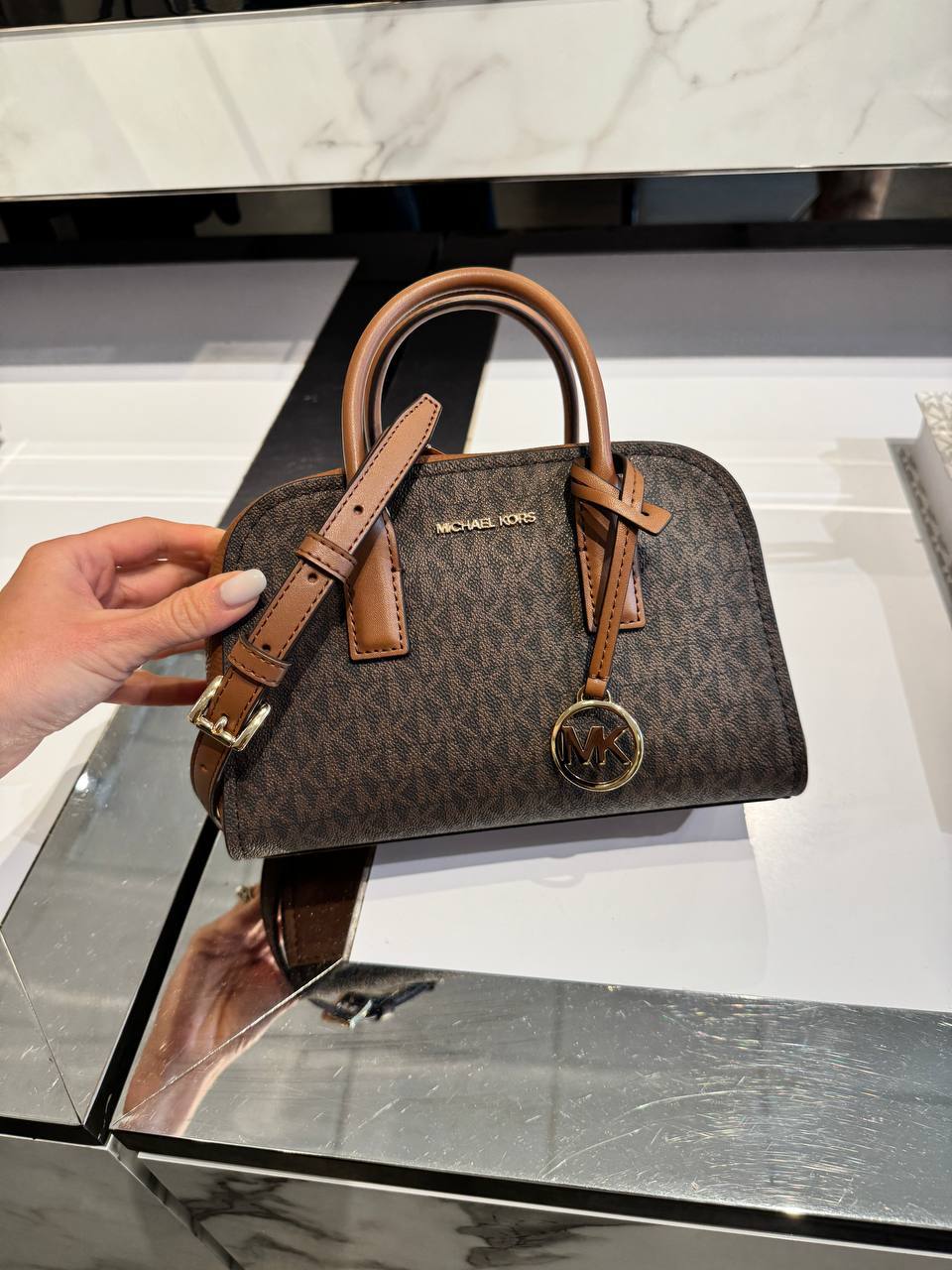 Michael Kors Ashton Small Signature Logo Messenger Bag-BROWN