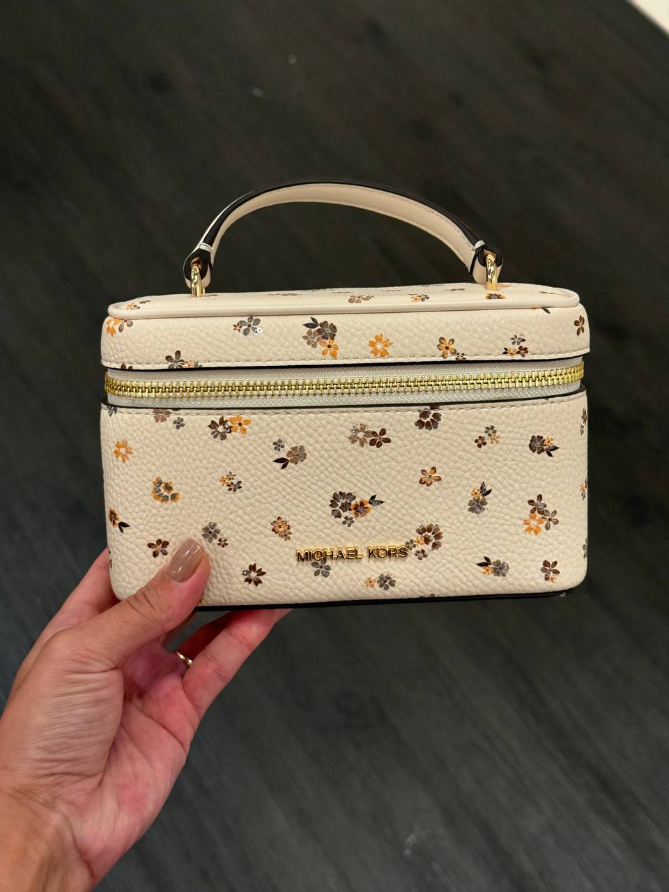 Michael Kors Vivi Small Floral Printed Vanity Crossbody Bag-LT CREAM