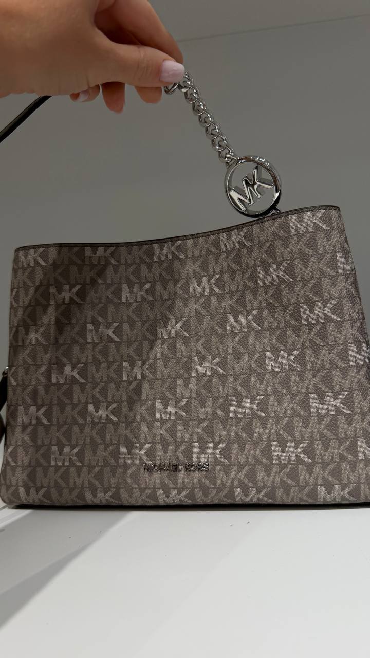 Michael Kors Christina Small Signature Logo Crossbody Bag-MUSHROOM