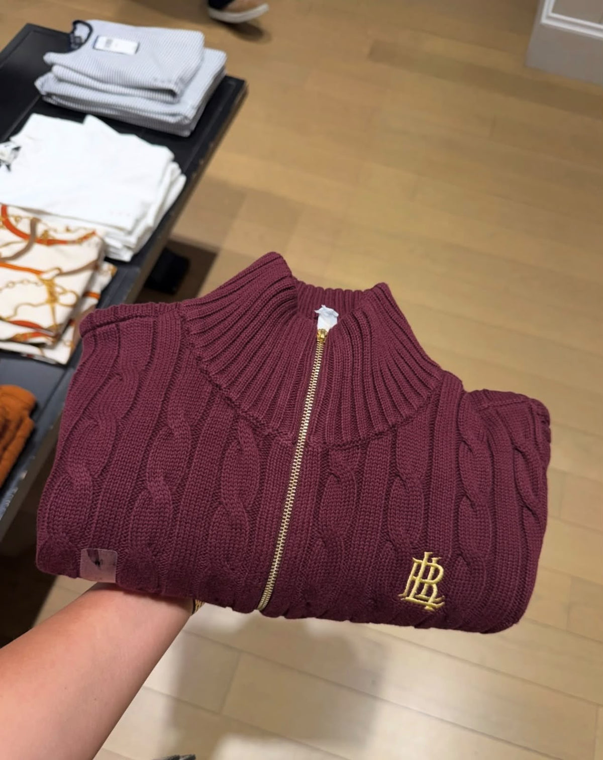 Ralph Lauren Cable-Knit Full-Zip Mockneck Sweater