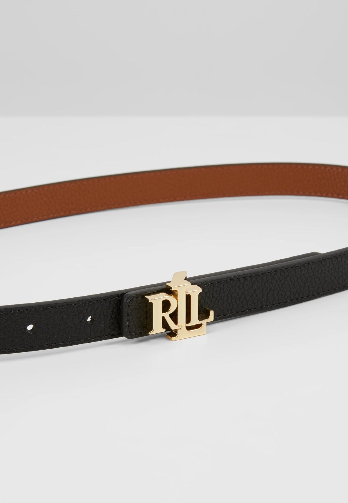 Ralph Lauren Logo Reversible Pebbled Leather Belt Black/Lauren Tan Çift Taraflı Kadın Deri Kemer - Hemen Teslimde