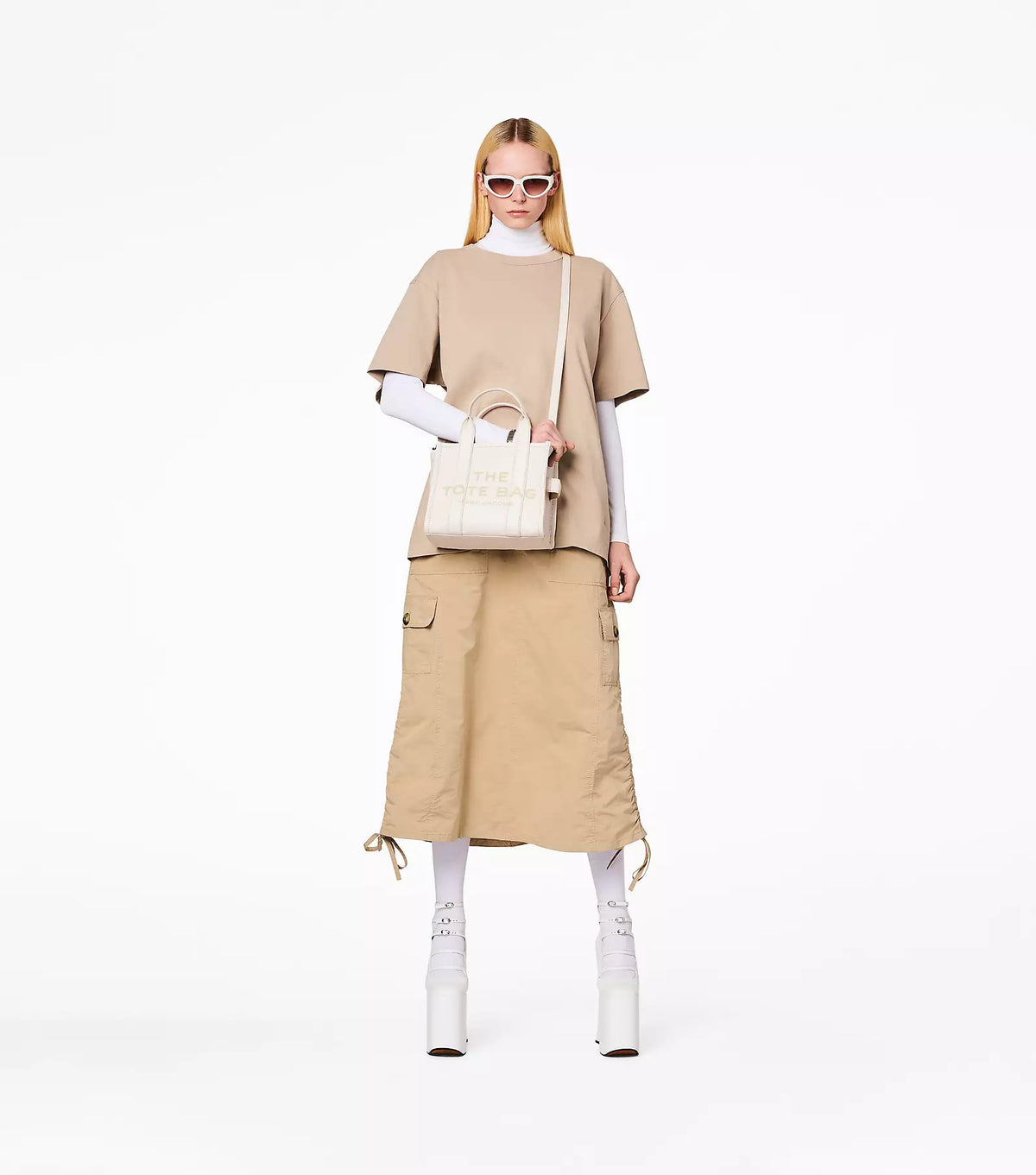 Marc Jacobs The Leather Small Tote - Cotton Silver