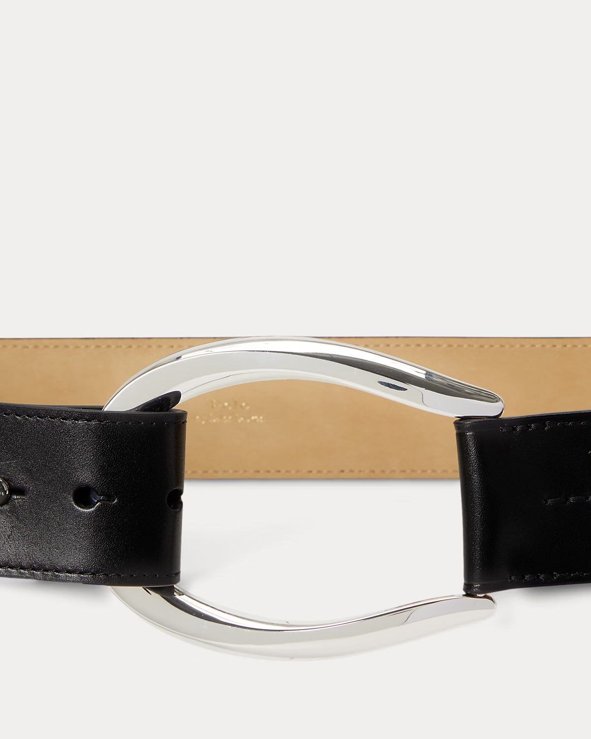 Ralph Lauren Stirrup-Buckle Wide Leather Belt - Black