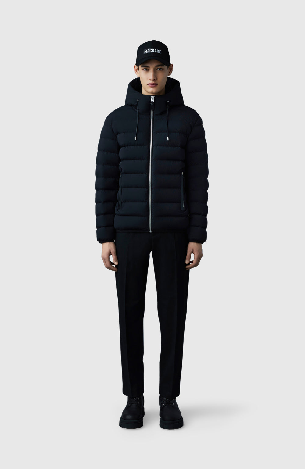 Mackage JACK-Z Agile-360 stretch light down jacket with hood-Black