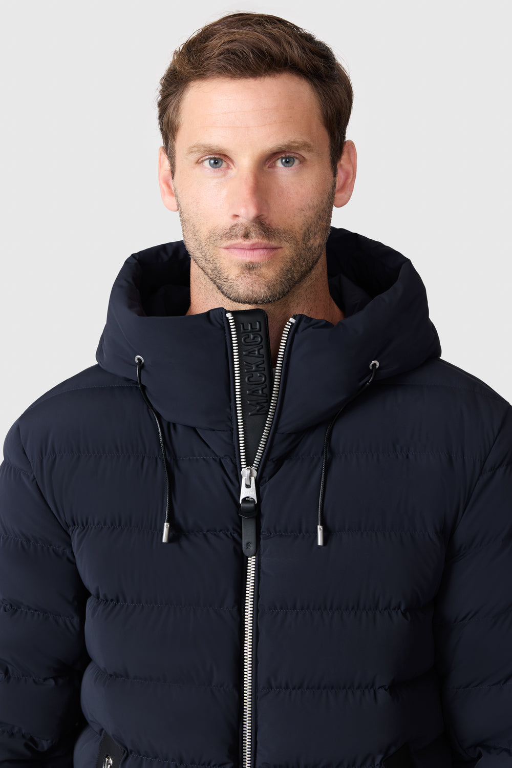 Mackage JACK-Z Agile-360 stretch light down jacket with hood- Navy