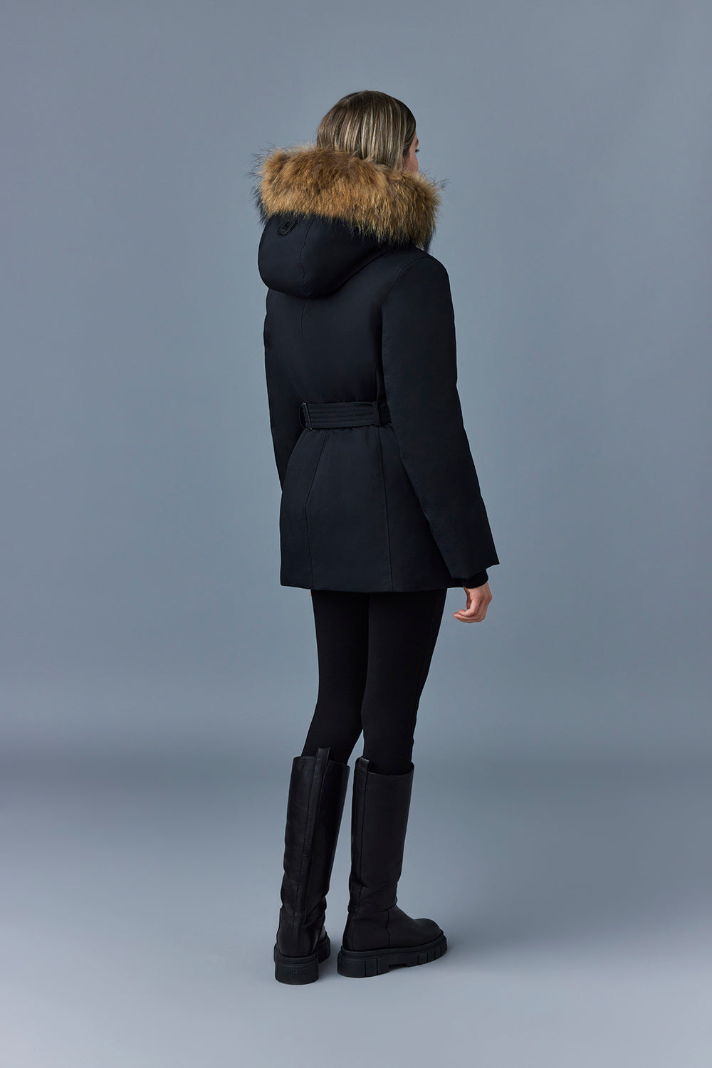 Mackage JENI-F 2-in-1 down parka with removable bib and natural fur-Black