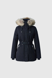 Mackage JENI-F 2-in-1 down parka with removable bib and natural fur-Black