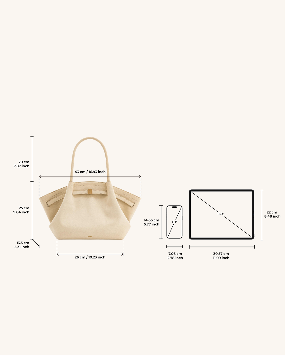 JW PEI Hana Medium Faux Suede Tote  Bag - Off White