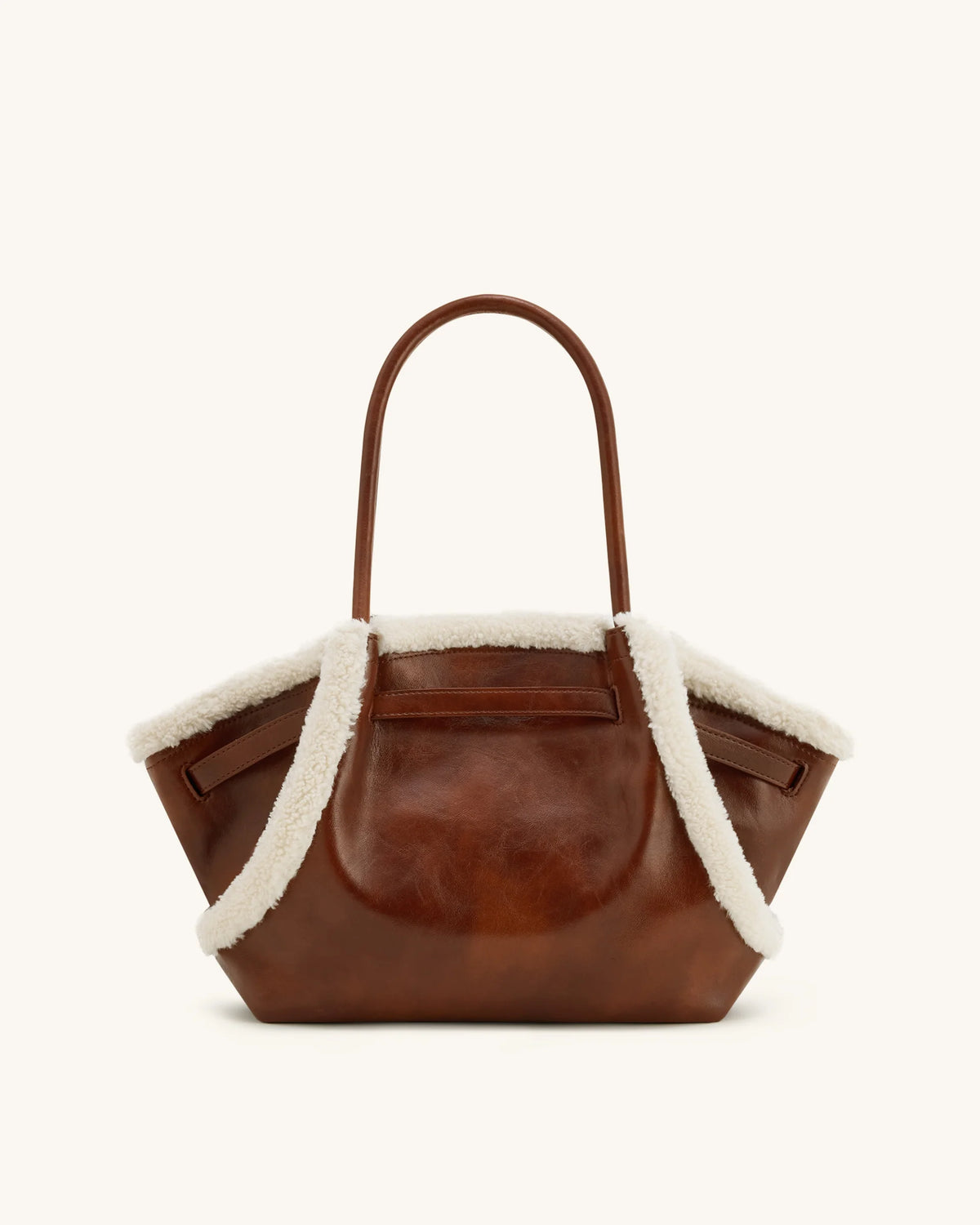 JW PEI Hana Medium Faux Shearling Trim Tote Bag - Brown