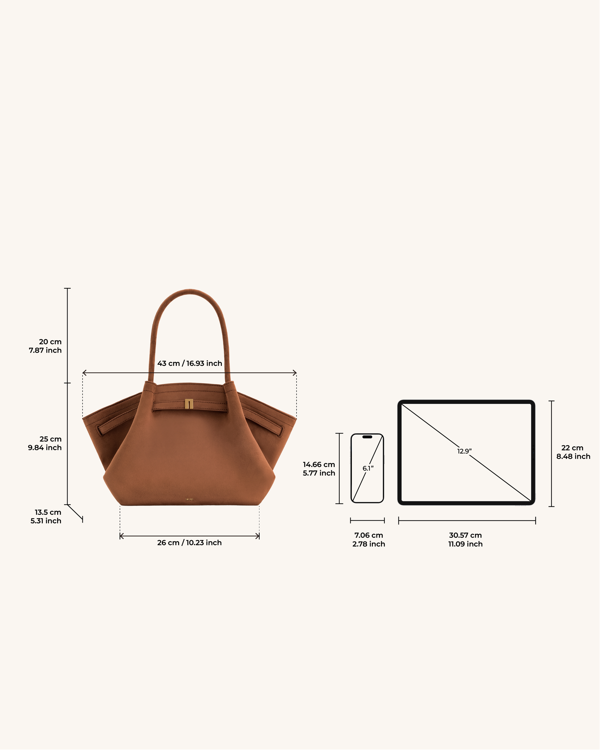 JW PEI Hana Medium Faux Suede Tote Bag - Brown – Kanadadan Kapına