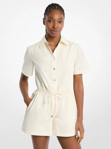 Michael Kors Cotton Poplin Romper-BONE