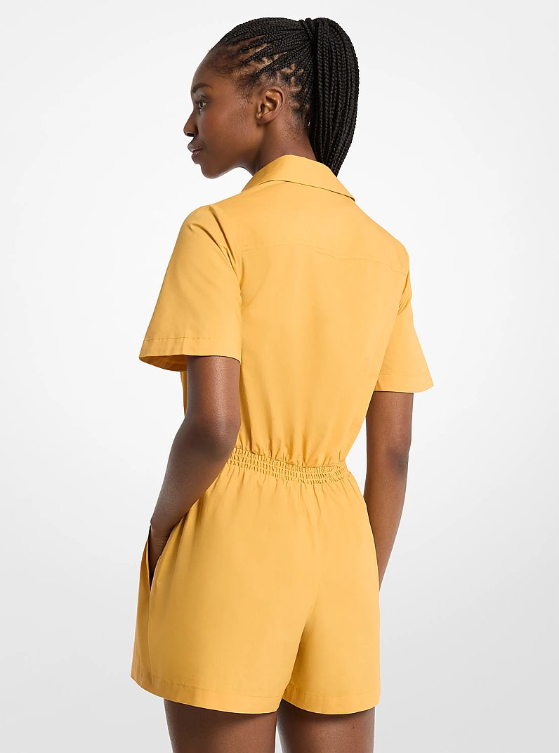Michael Kors Cotton Poplin Romper-HONEYWHEAT