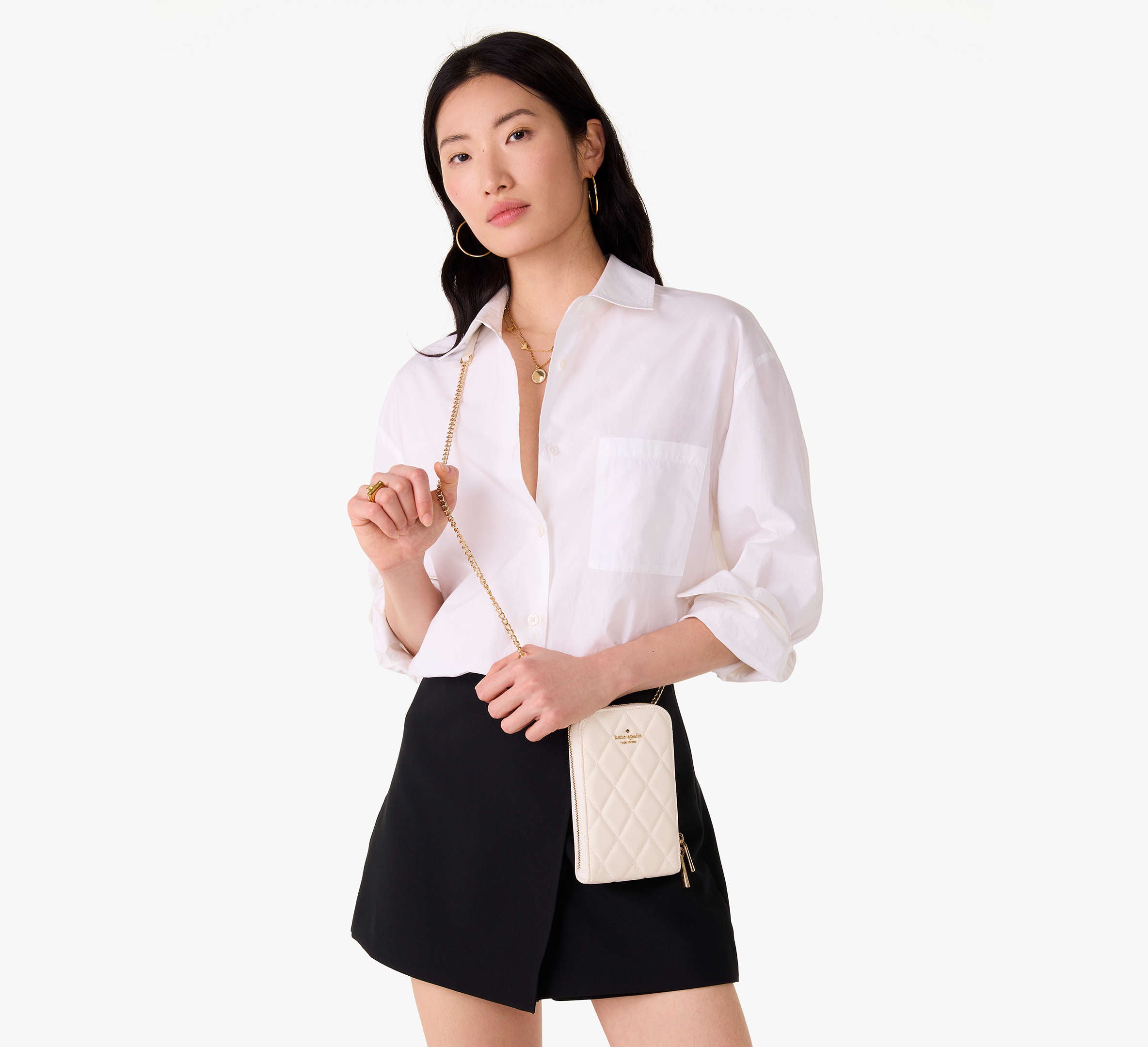 Kate Spade Carey Quilted North South Phone Crossbody Meringue