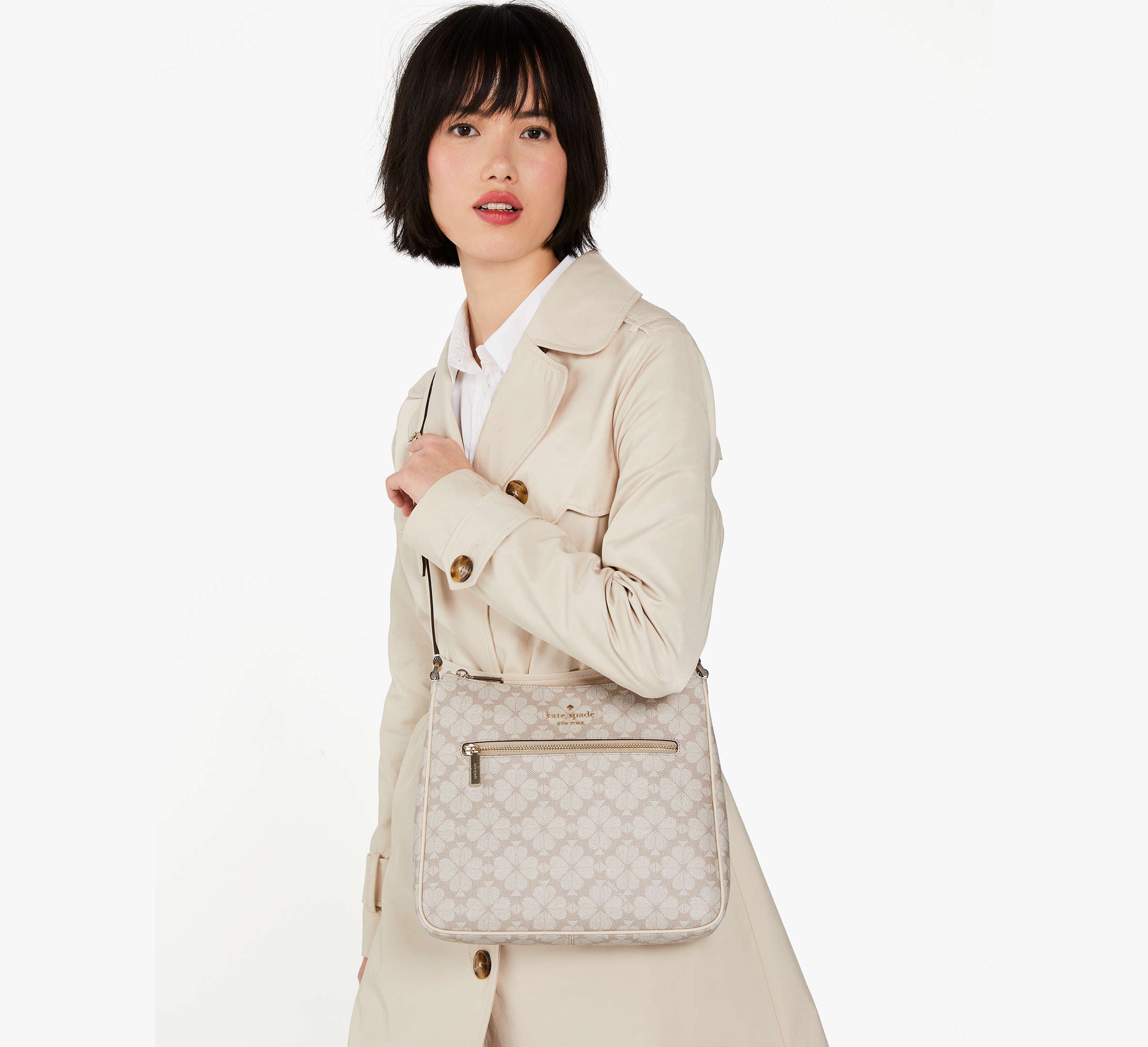 Kate Spade Signature Spade Flower Large Swingpack Crossbody - Dark Beige Multi