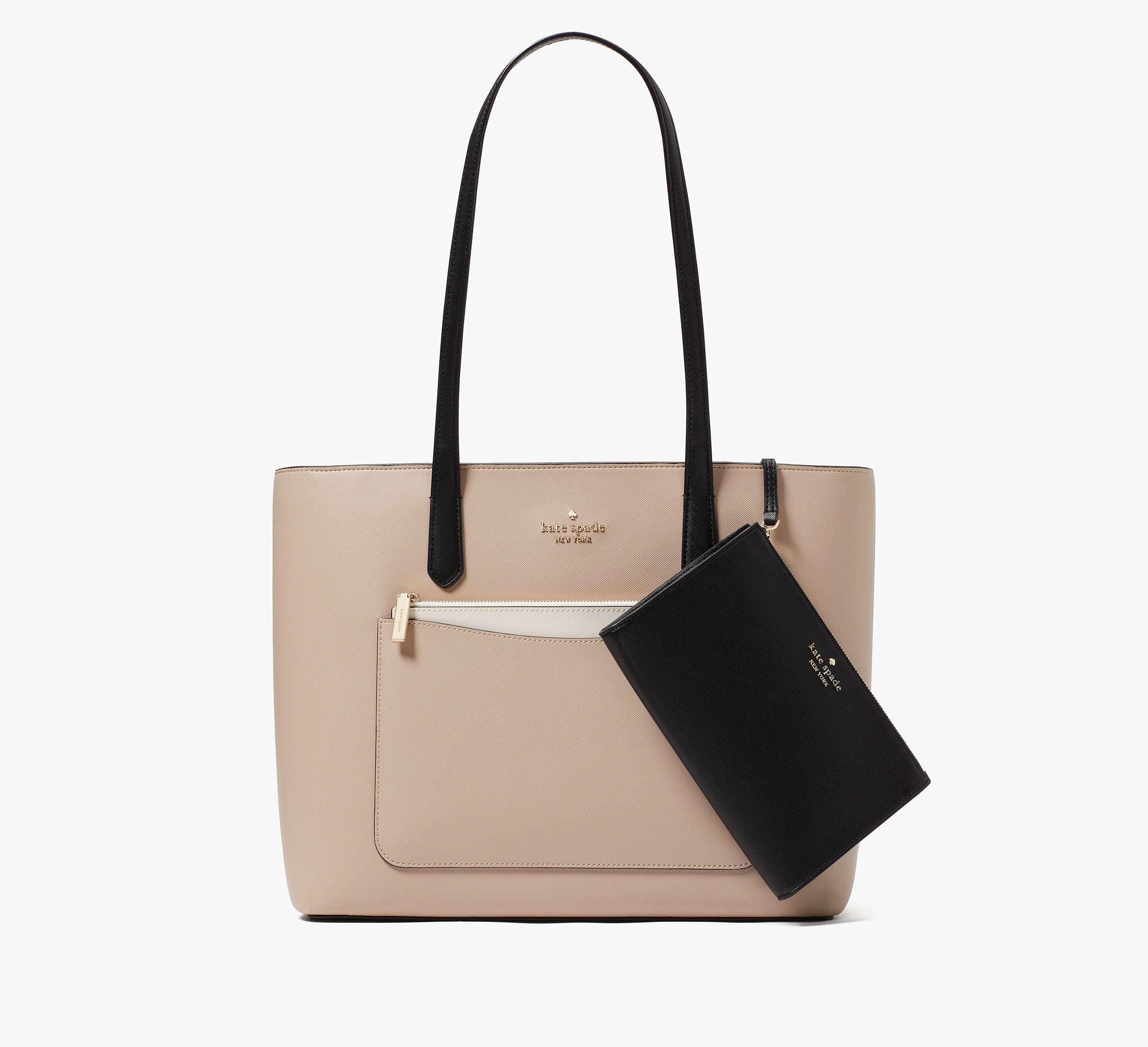 Kate Spade Staci Colorblock Leather Large Tote Set -Warm Beige