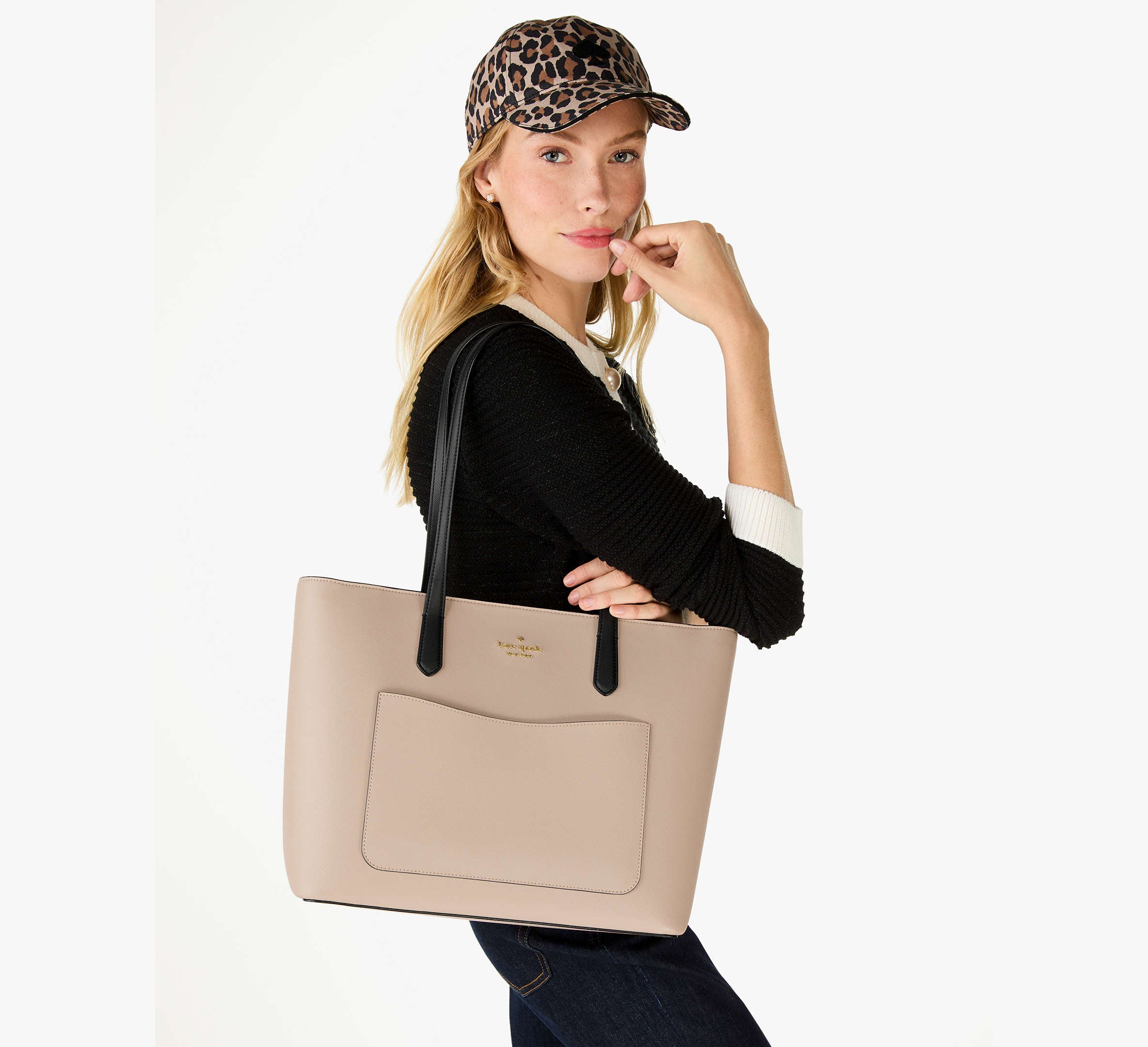 Kate Spade Staci Colorblock Leather Large Tote Set -Warm Beige