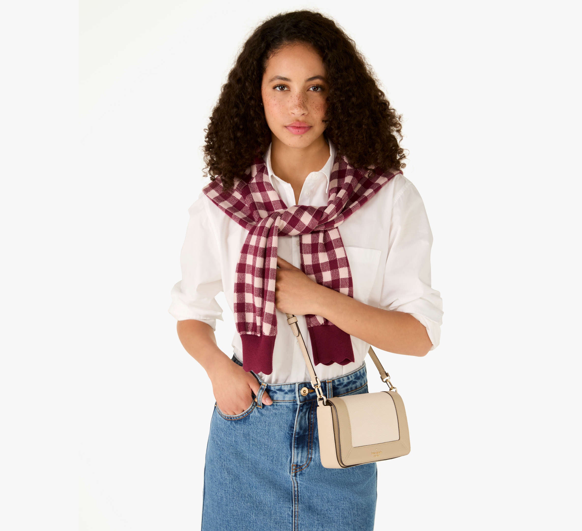 Kate Spade Lena Colorblock Mini Flap Crossbody Mountain Light Sand Multi