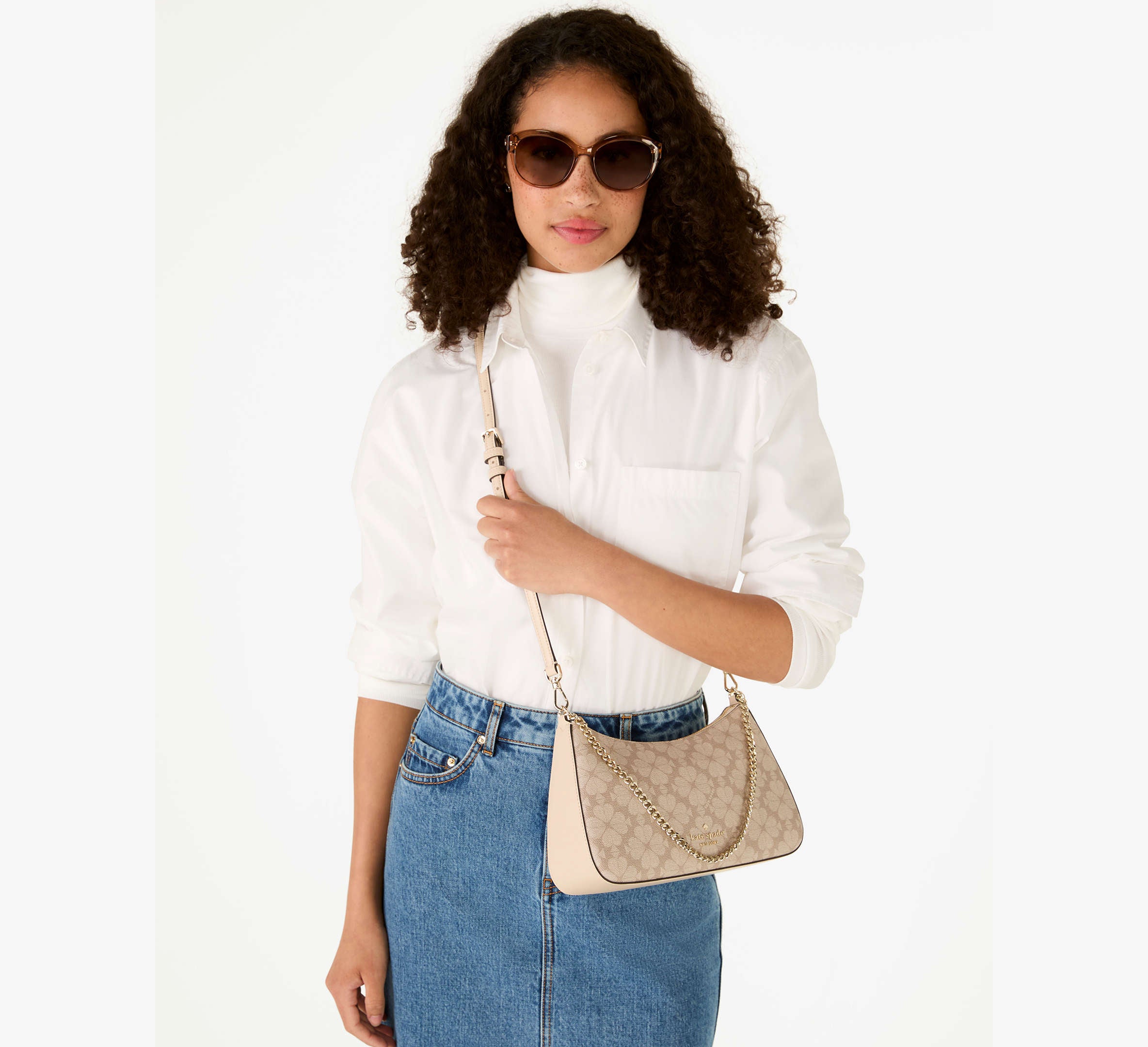 Kate Spade Signature Spade Flower Medium Convertible Crossbody - Dark Beige Multi