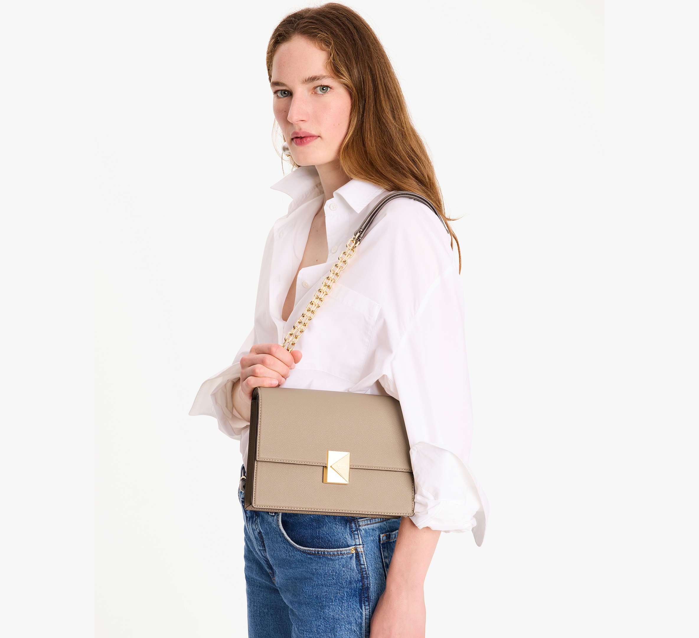 Kate Spade Deco Chain Shoulder Bag -Timeless Taupe