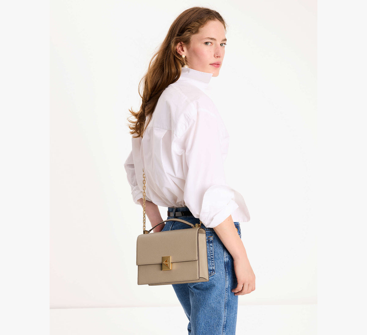Kate Spade Deco Chain Shoulder Bag -Timeless Taupe