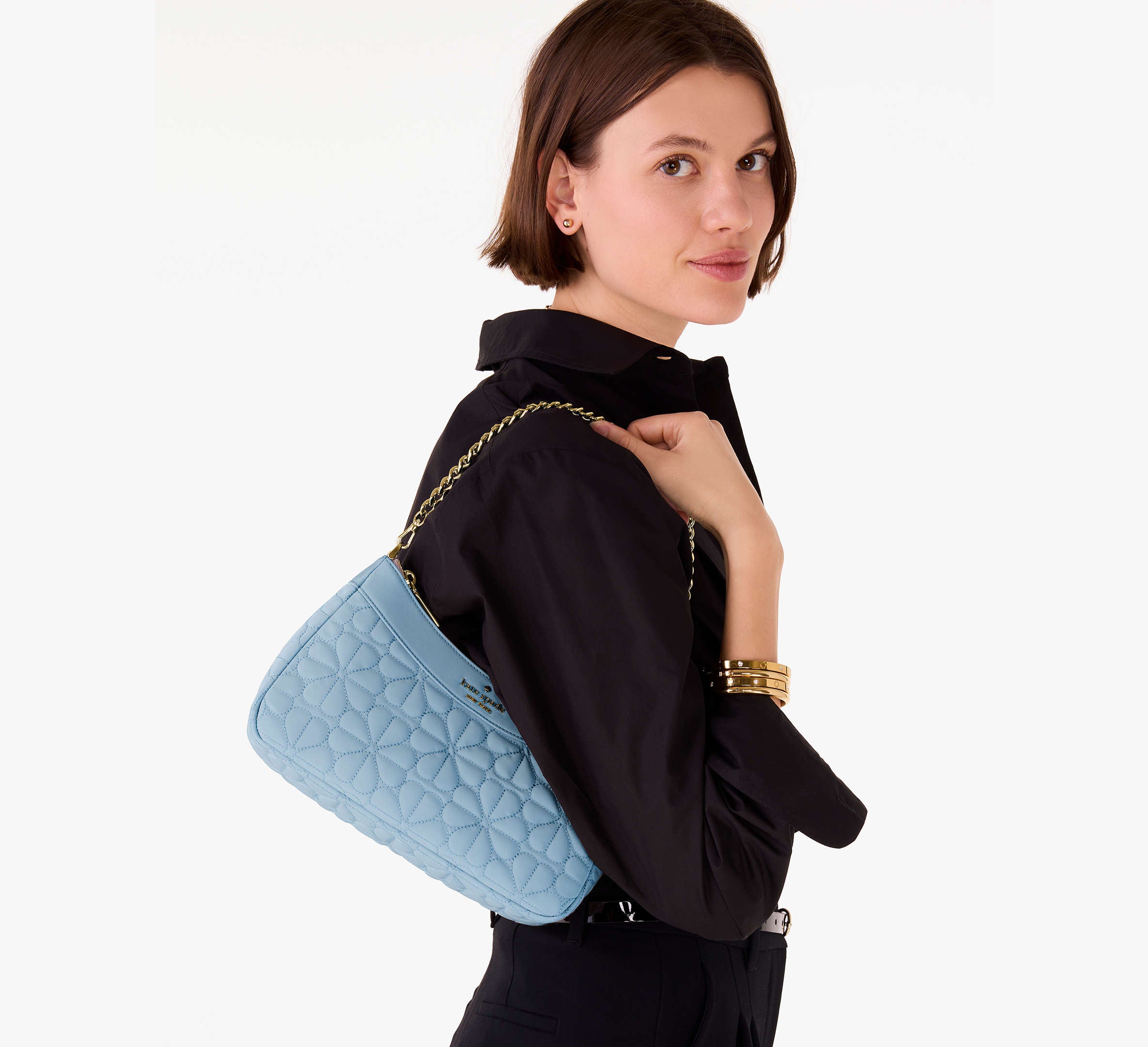 Kate Spade Spade Flower Quilted Fabric Convertible Crossbody -  Montauk Blue