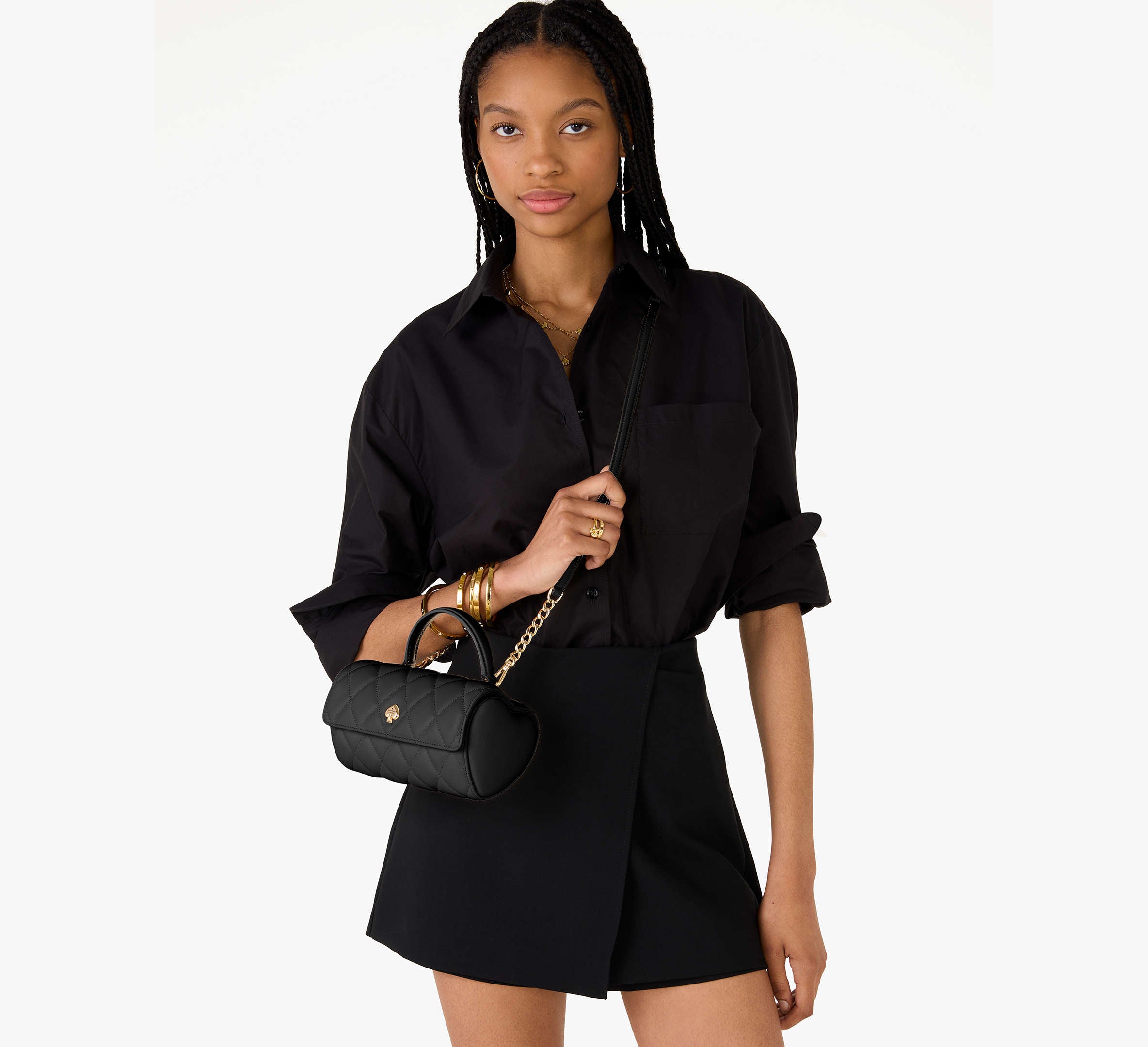 Kate Spade Heart Barrel Quilted Crossbody - Black