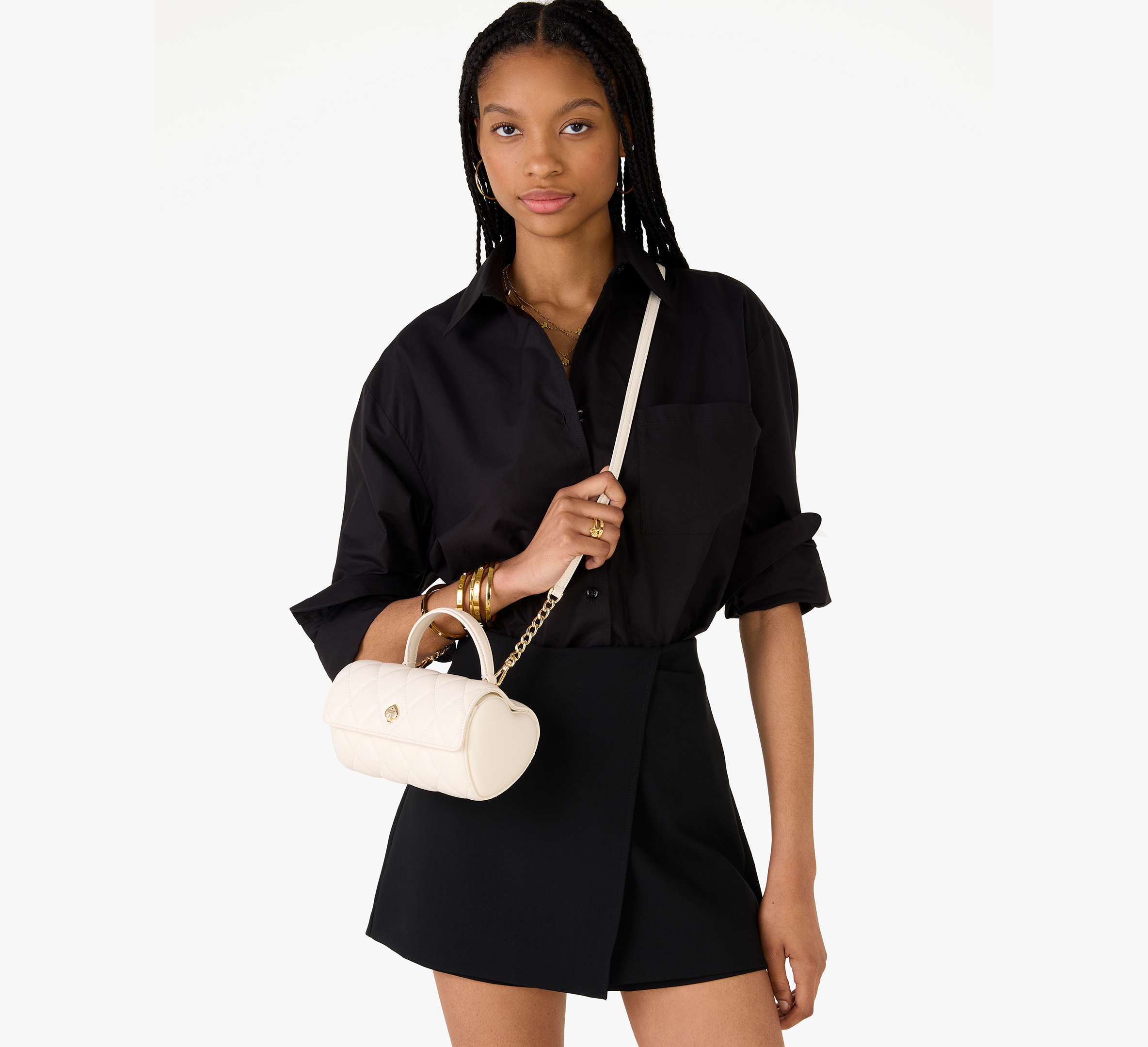Kate Spade Heart Barrel Quilted Crossbody - Meringue