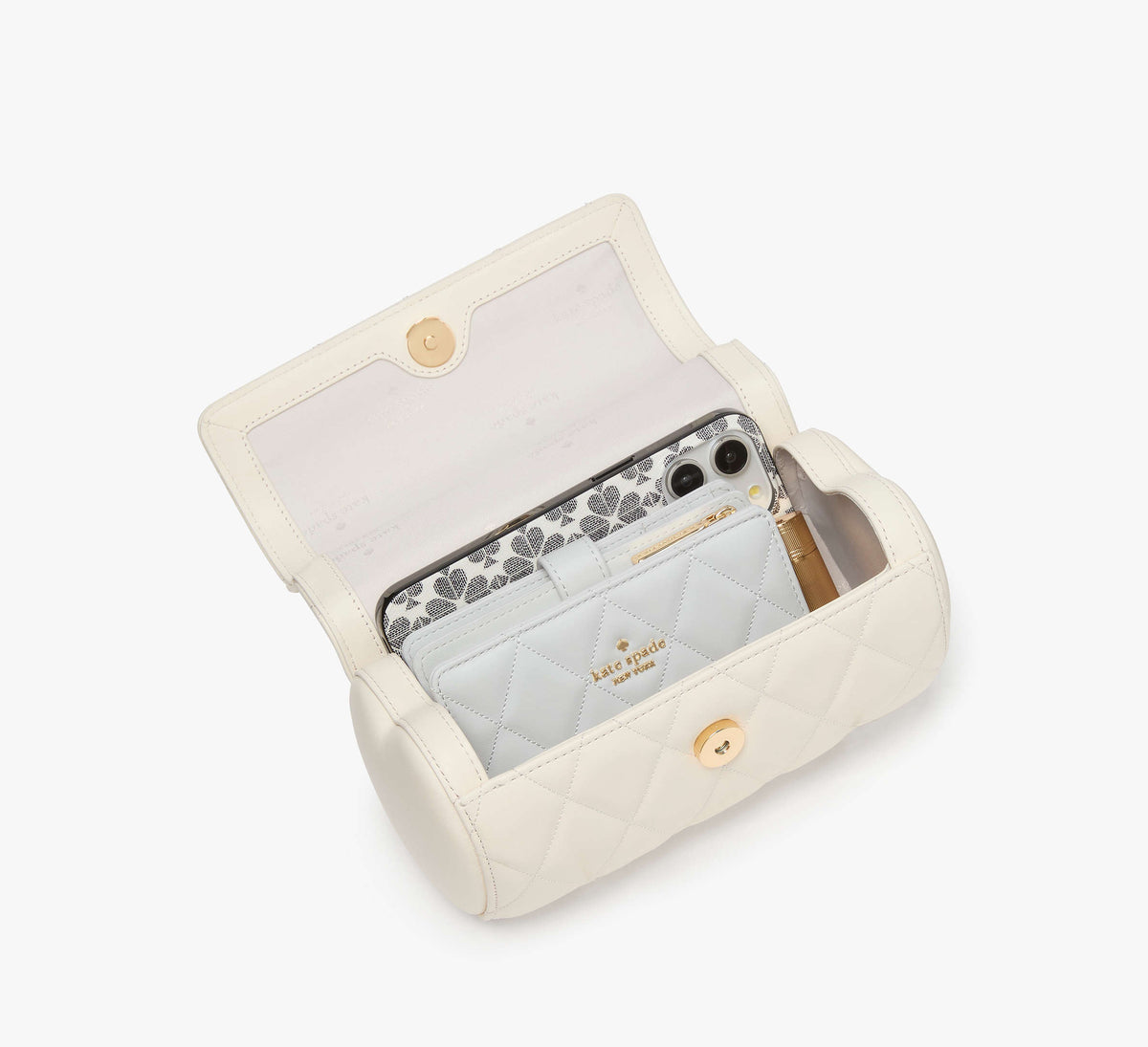 Kate Spade Heart Barrel Quilted Crossbody - Meringue