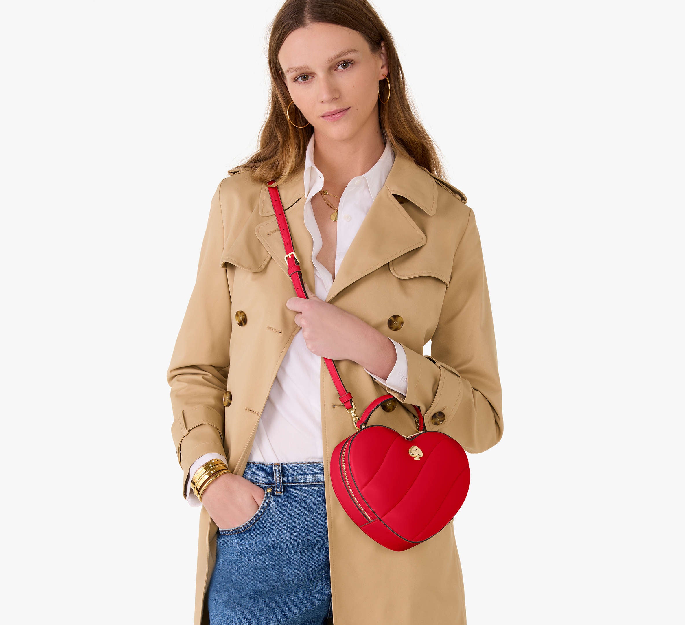 Kate Spade Love Shack Quilted 3D Heart Crossbody - Ruby Red