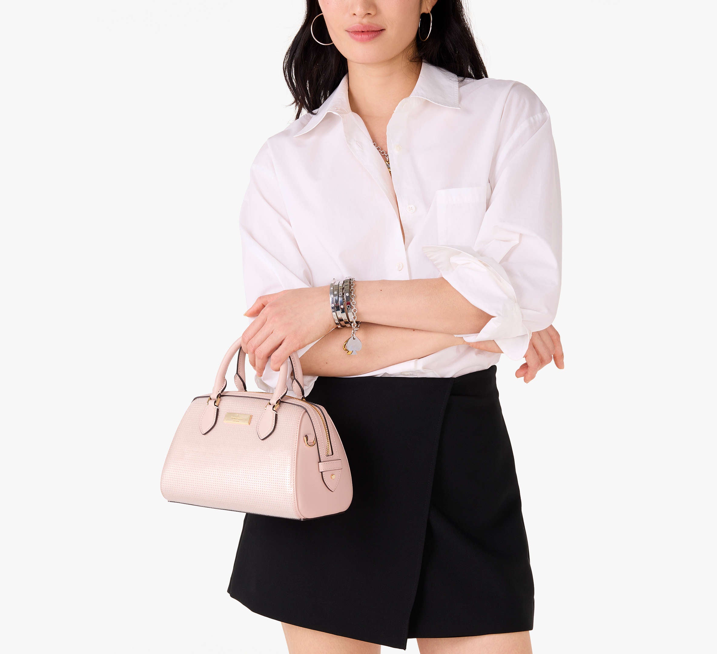 Kate Spade Madison Satin Sequin Small Dolly Duffle - Rose Smoke