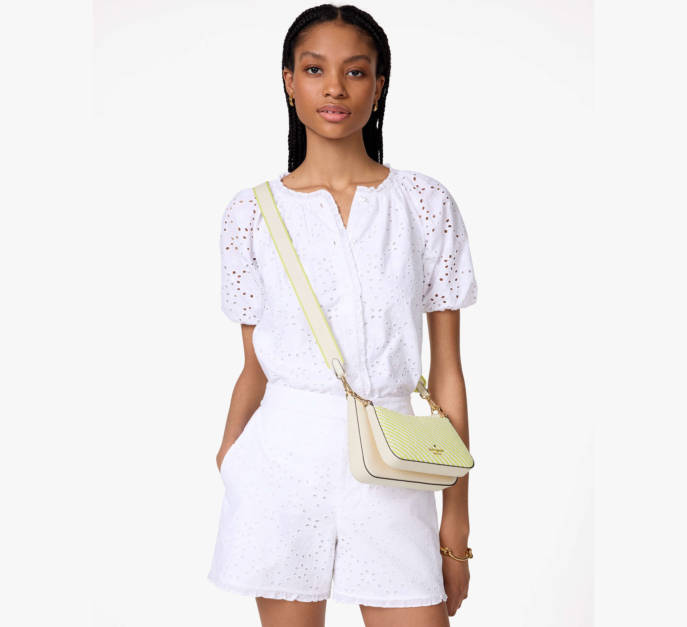 Kate Spade Duet Straw Crossbody - Lime Slushy Multi