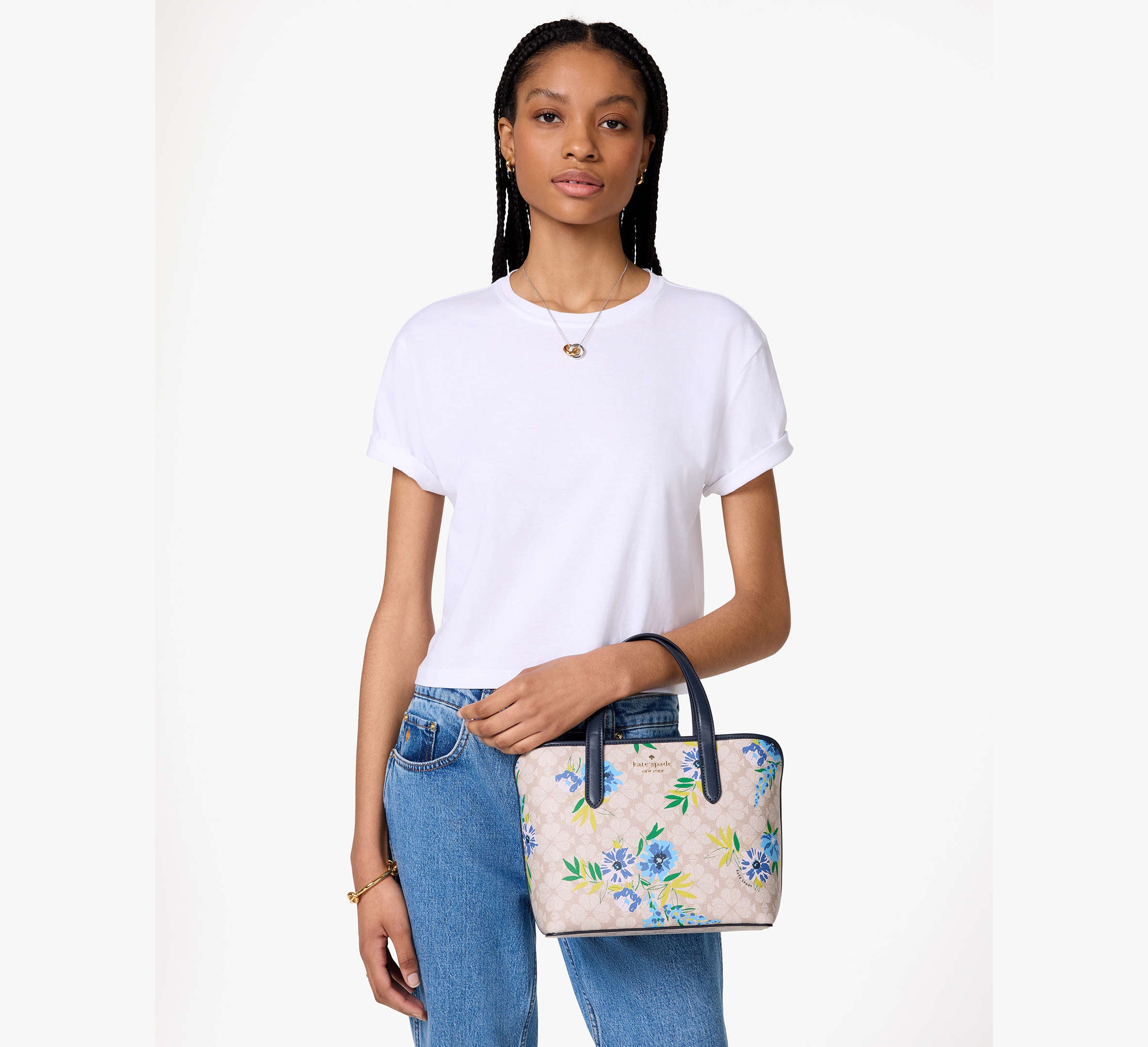 Kate Spade Spade Flower Floral Small Tote - Blazer Blue Multi