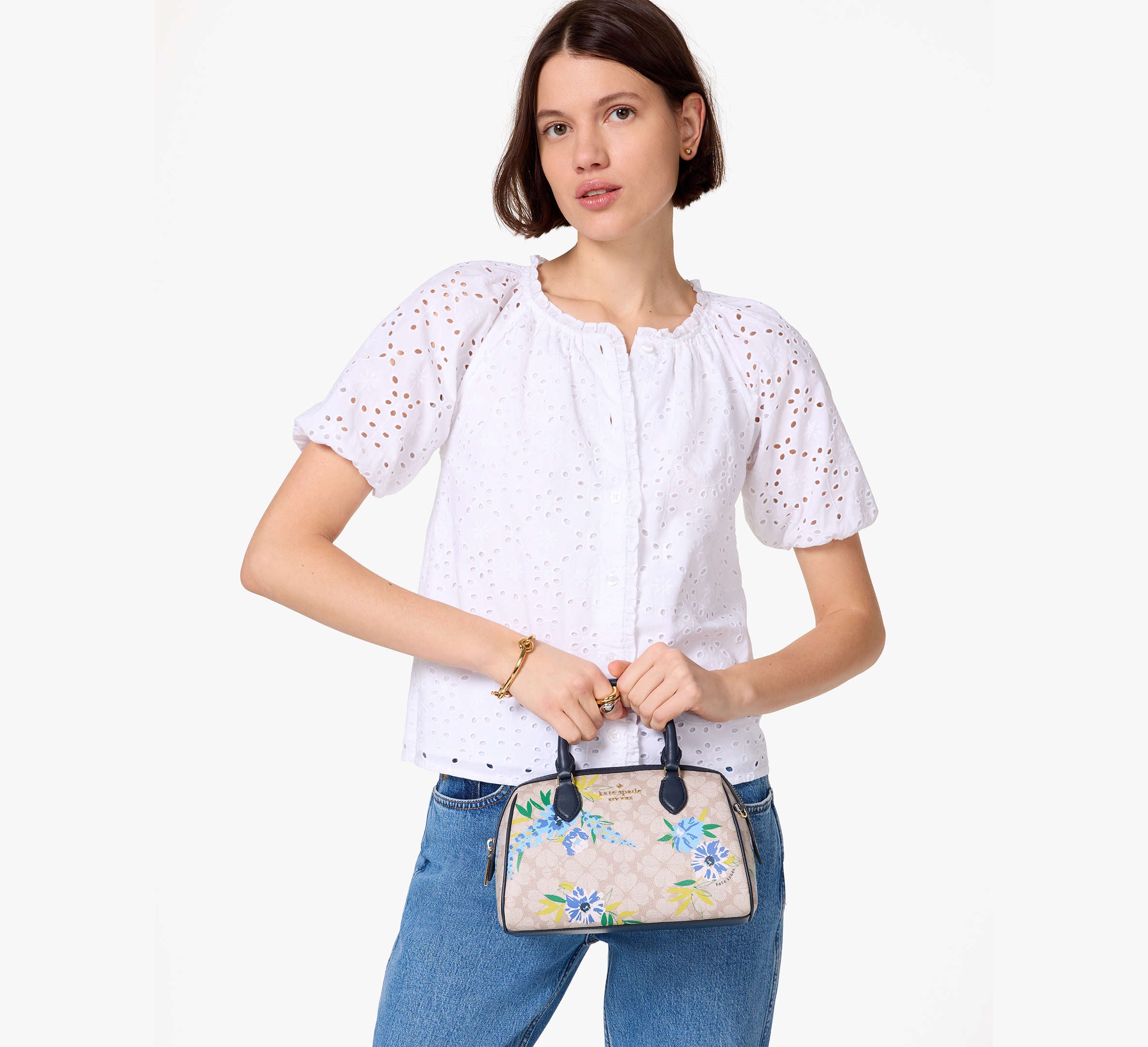 Kate Spade Spade Flower Floral Small Dolly Duffle - Blazer Blue Multi