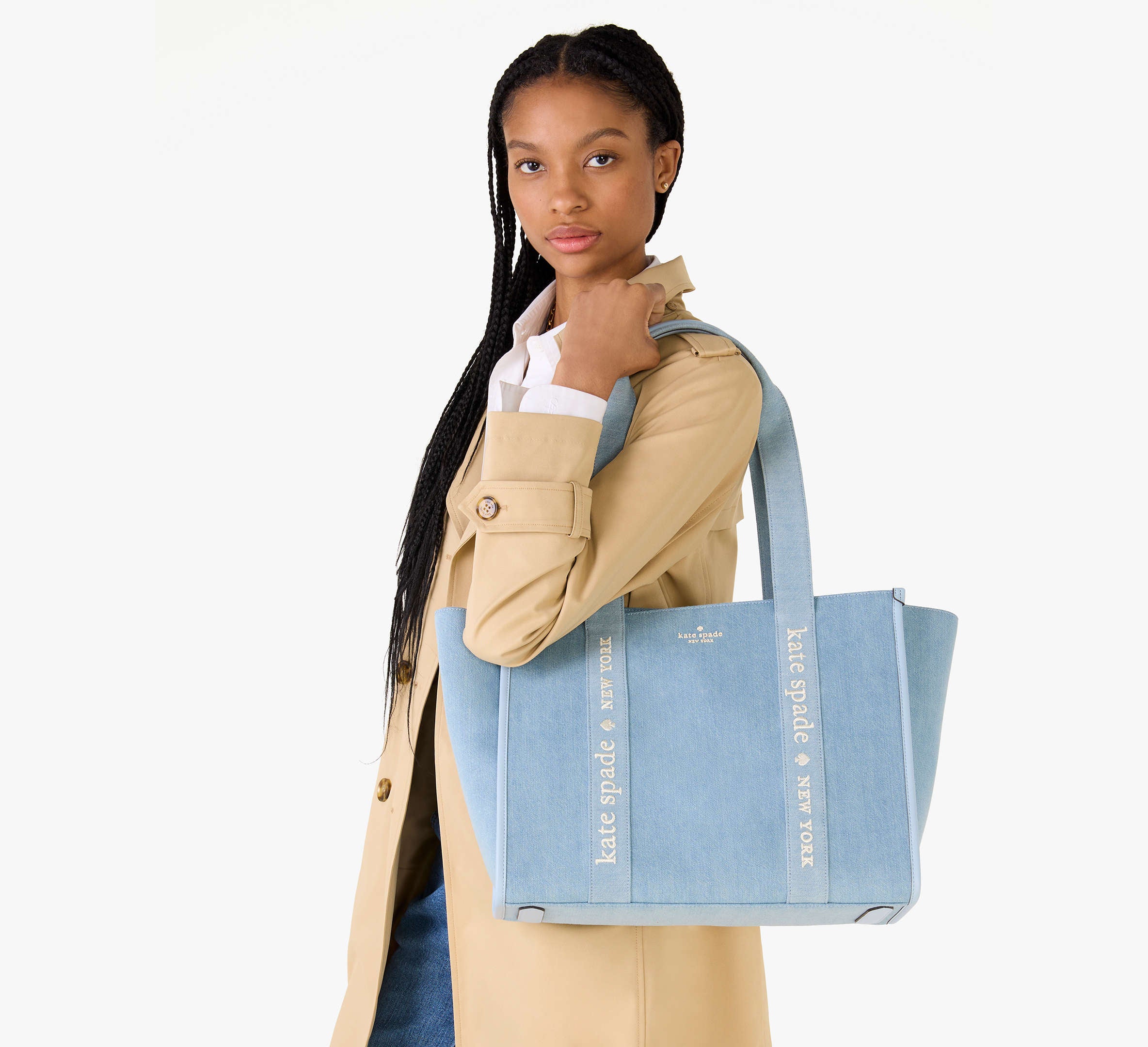 Kate Spade Kip Denim Large Tote-Blue Multicolor – Kanadadan