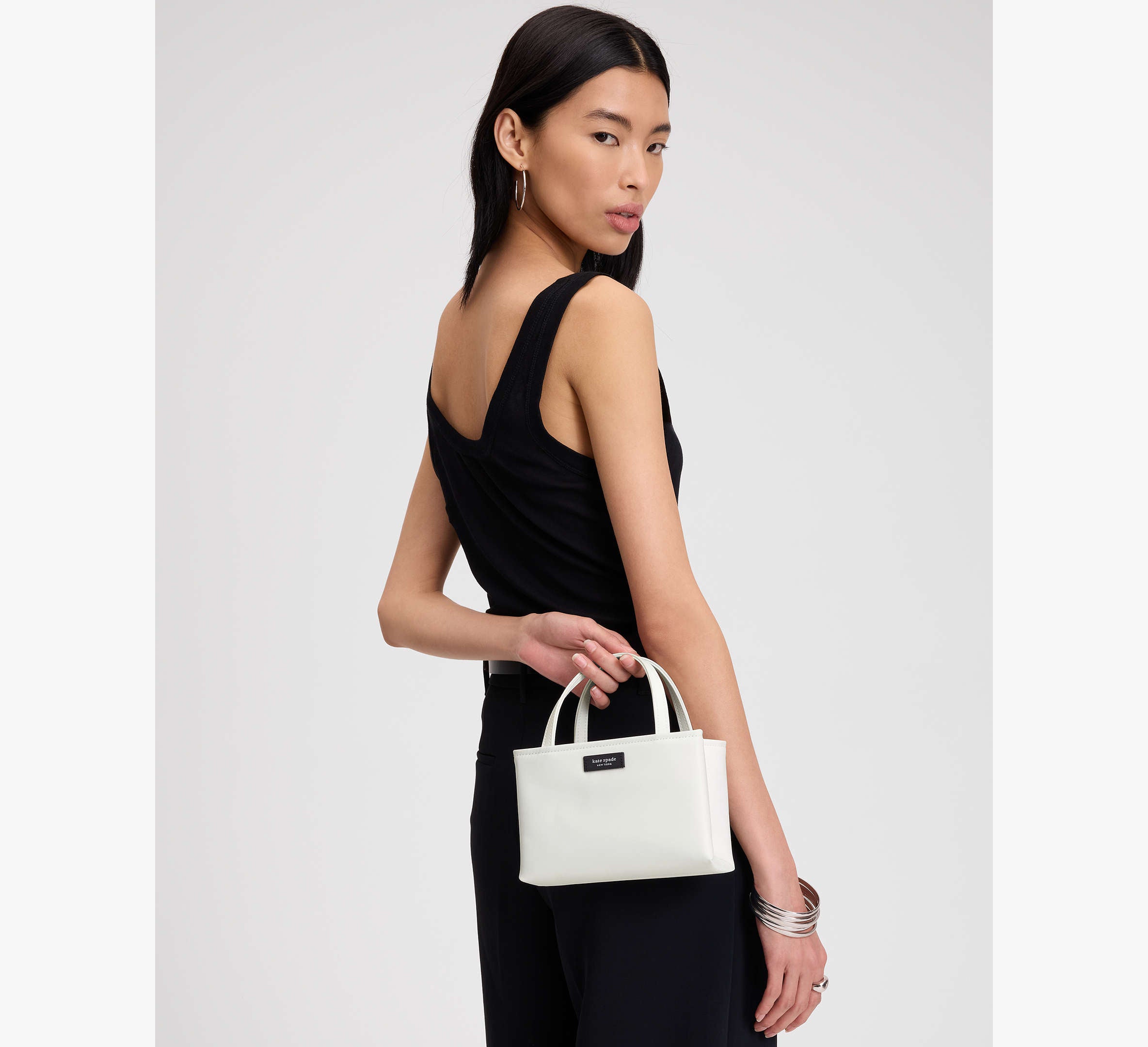 Kate Spade Sam Icon Ksnyl Mini Tote Bag - White Dove