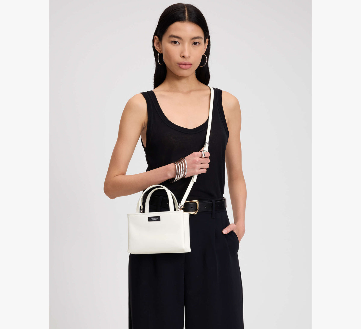 Kate Spade Sam Icon Ksnyl Mini Tote Bag - White Dove