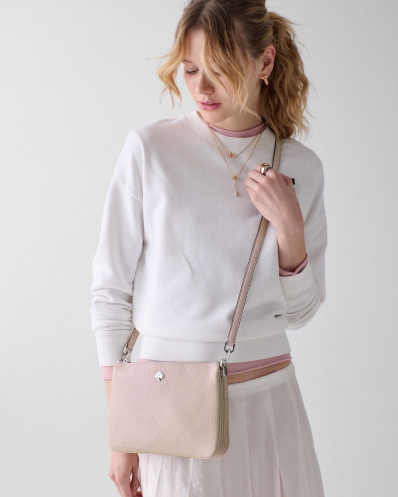 Kate Spade Kayla Triple Crossbody Bag-  Powdered Sugar