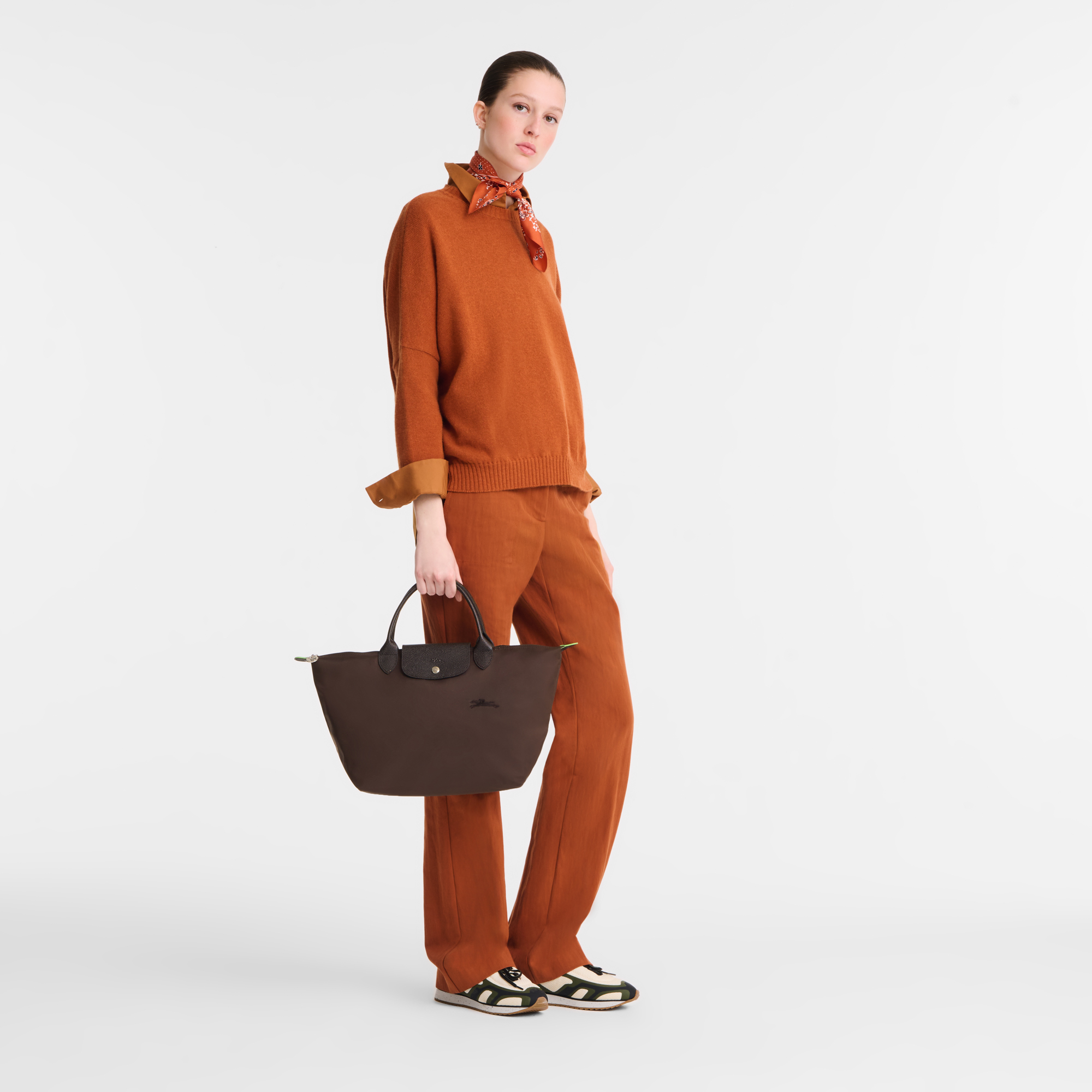 Longchamp Le Pliage Green M Handbag Mocha