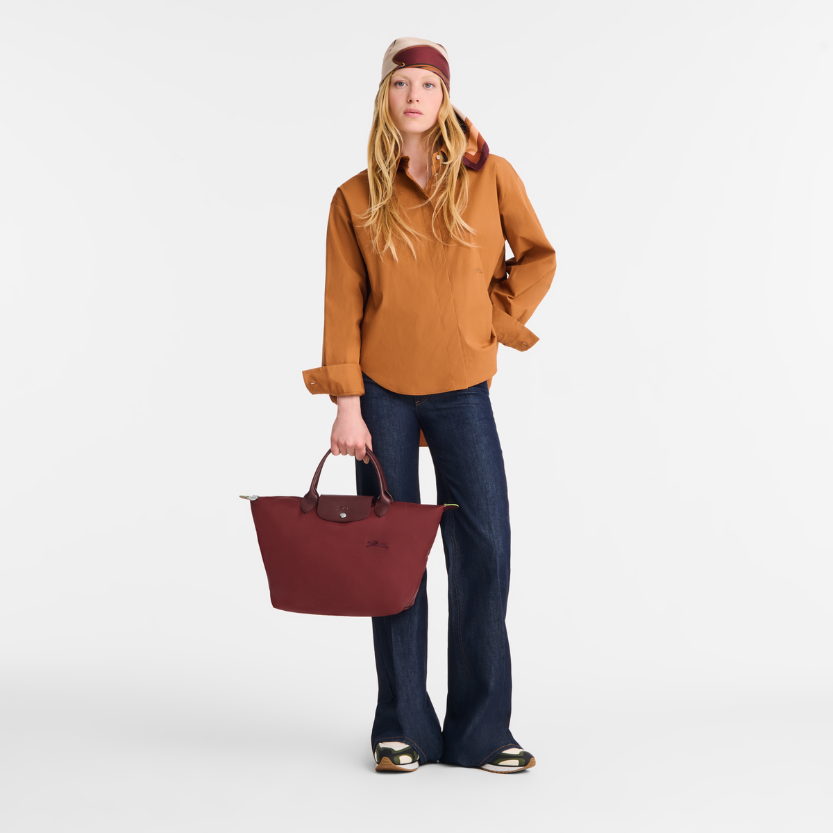 Longchamp Le Pliage Green M Handbag Pomegranate - Recycled Canvas - Hemen Teslimde