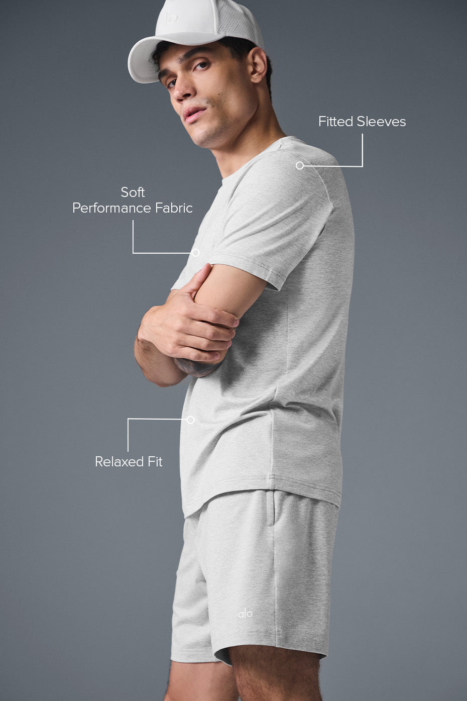 Alo Yoga Men's Conquer Reform Crewneck Short Sleeve - Athletic Heather Grey