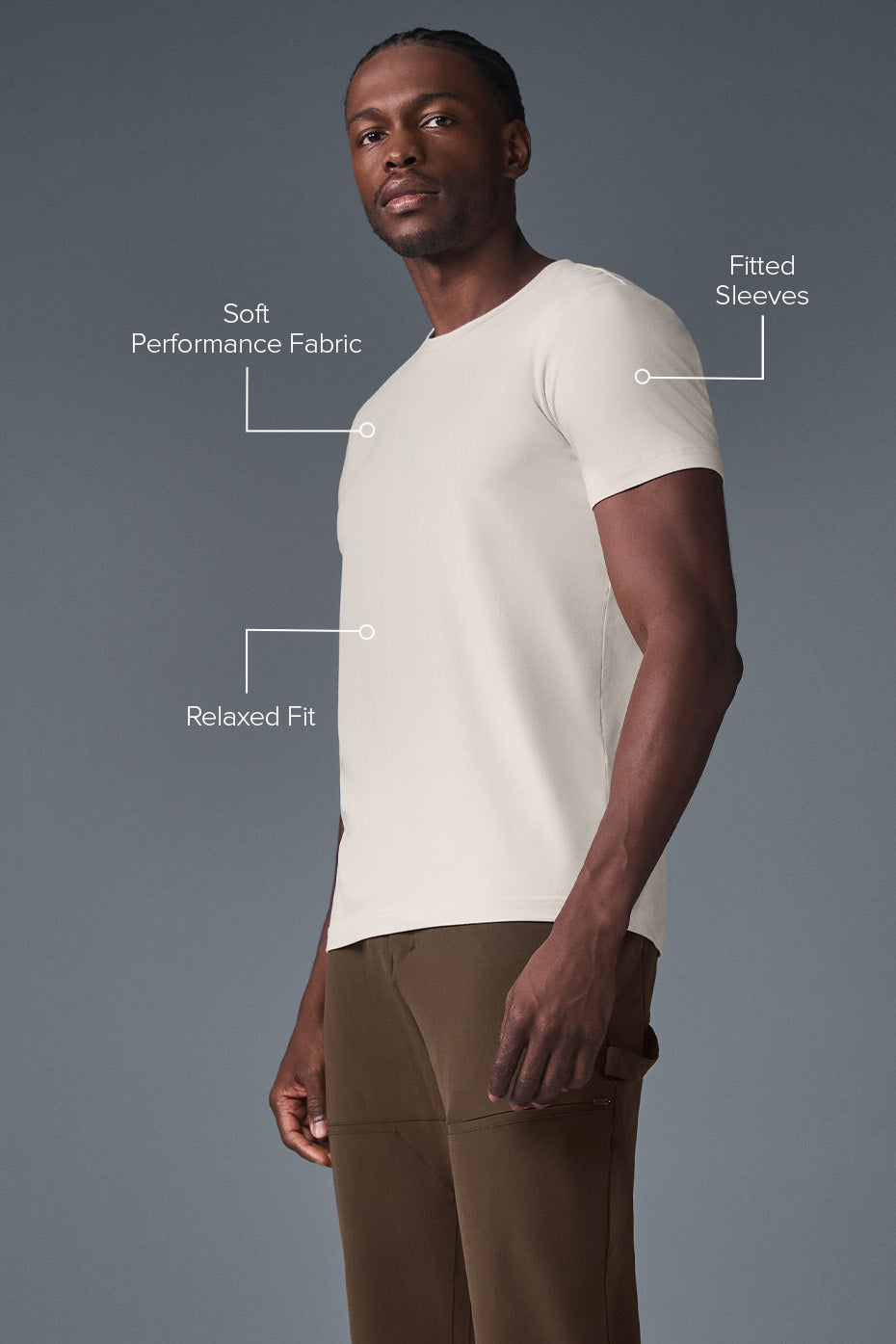 Alo Yoga Men's Conquer Reform Crewneck Short Sleeve - Bone