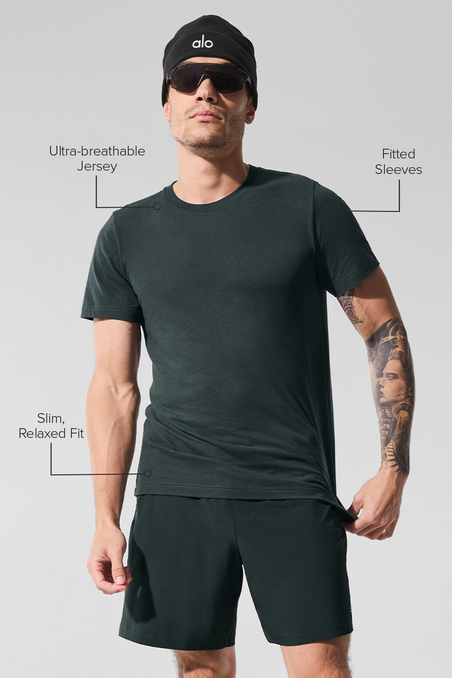 Alo Yoga Men's Triumph Tee - Charcoal Green