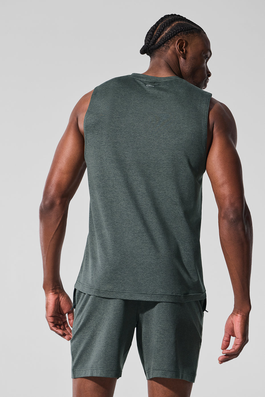 Alo Yoga Men's Conquer Muscle Tank - Charcoal Green Heather