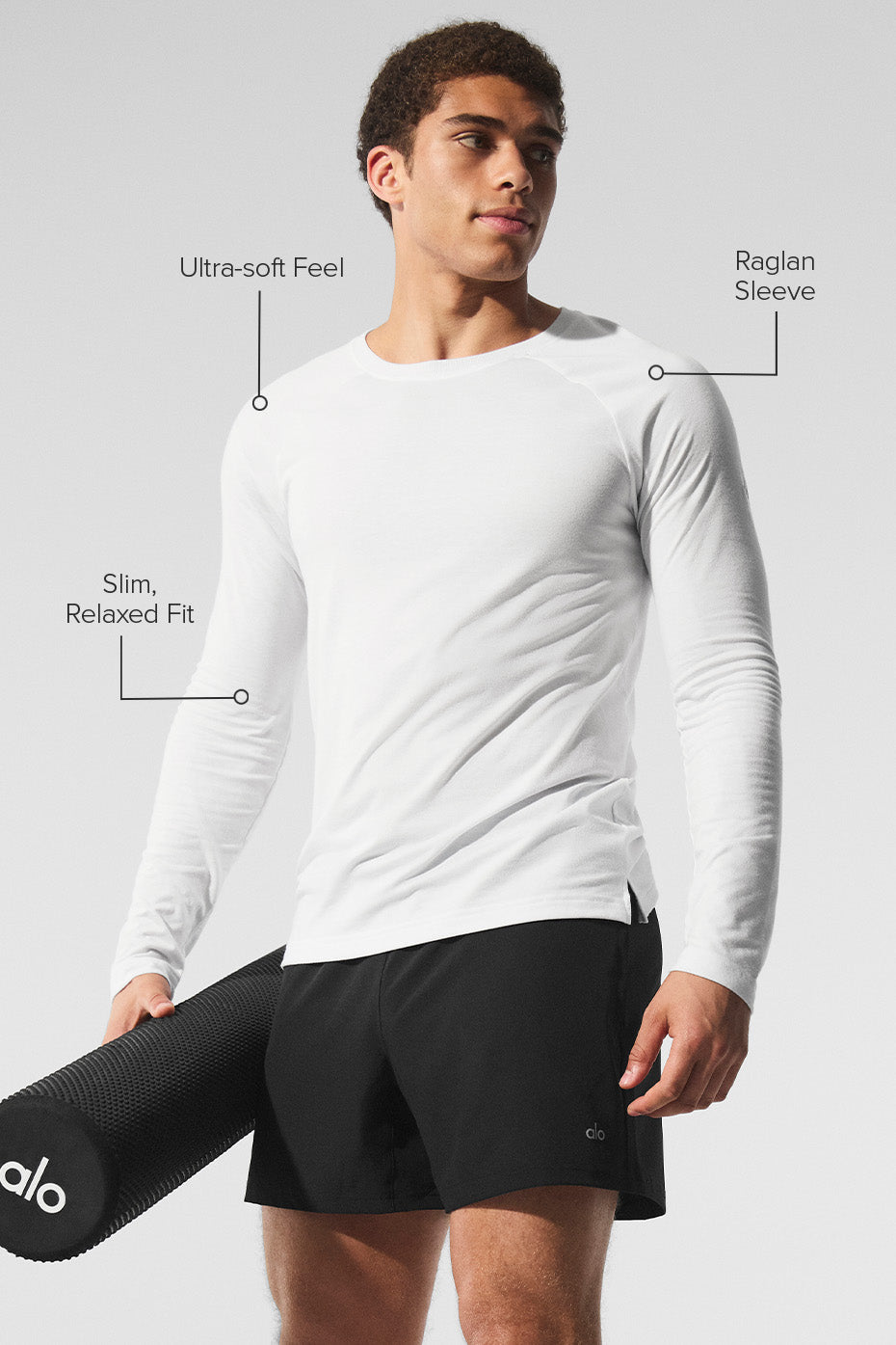 Alo Yoga Men's Triumph Long Sleeve Tee - White