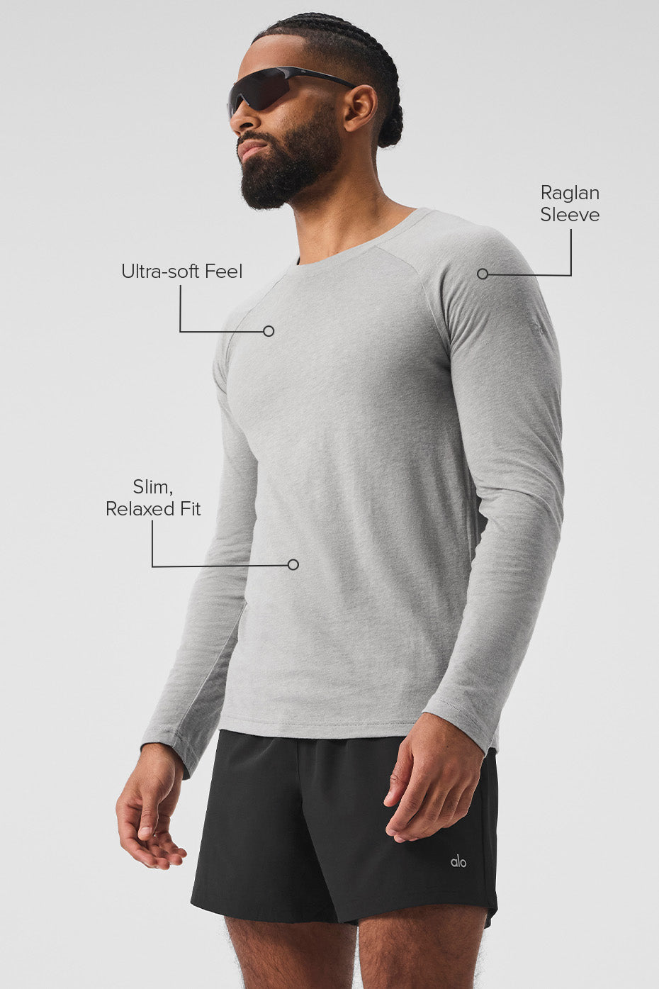 Alo Yoga Men's Triumph Long Sleeve Tee - Athletic Heather Grey