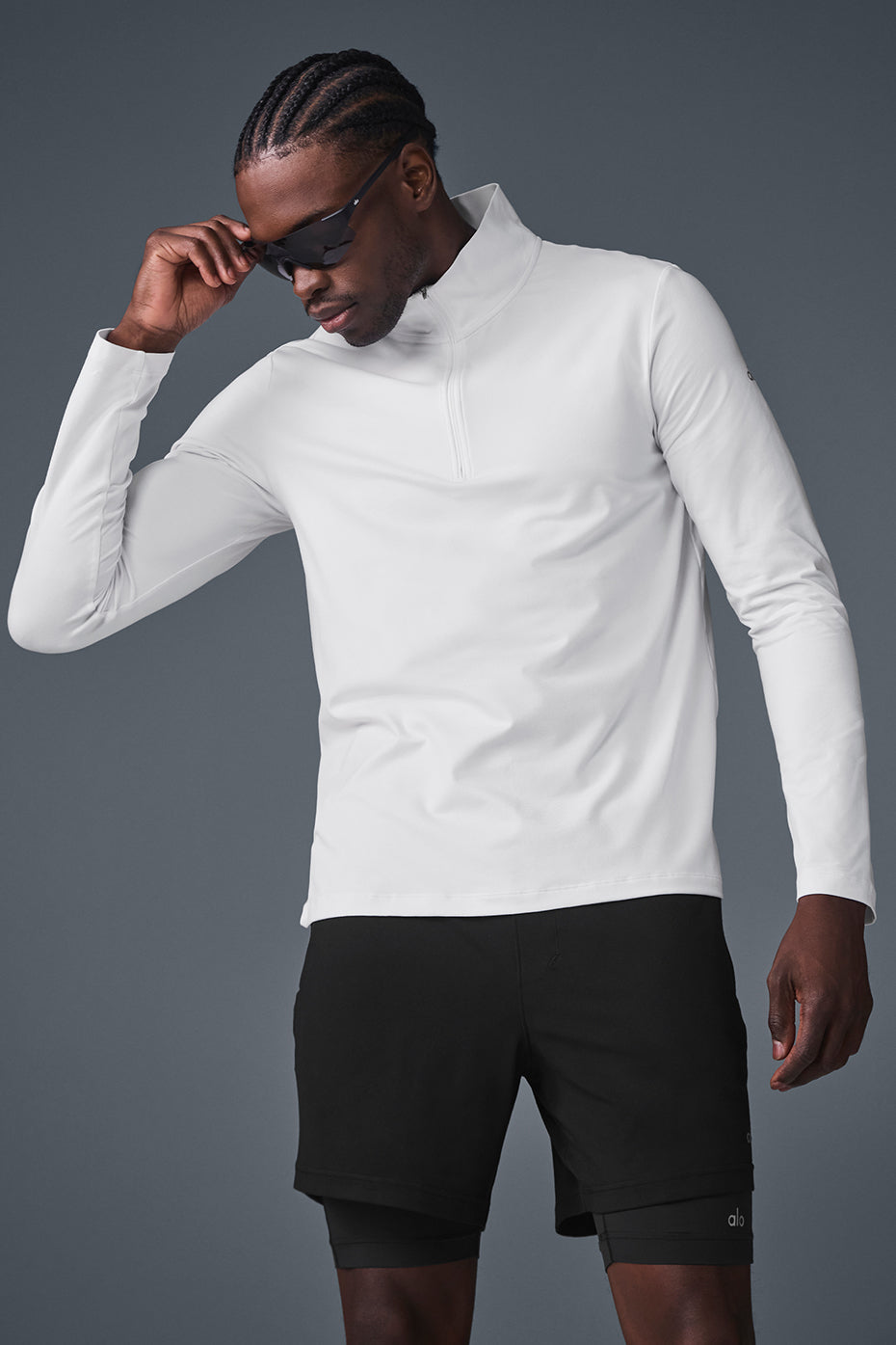 Alo Yoga Men's Conquer 1/4 Zip Reform Long Sleeve - White