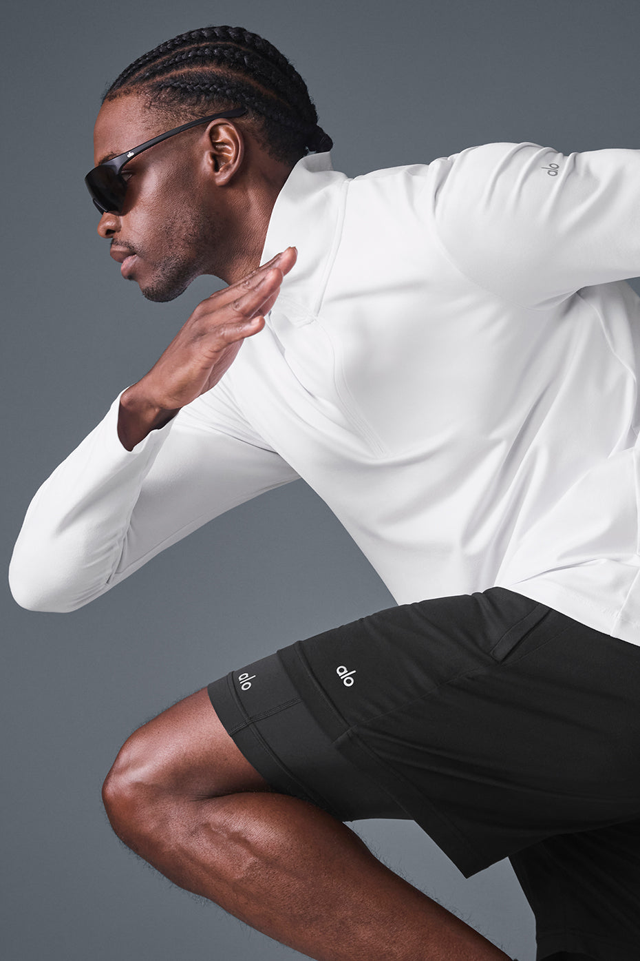 Alo Yoga Men's Conquer 1/4 Zip Reform Long Sleeve - White